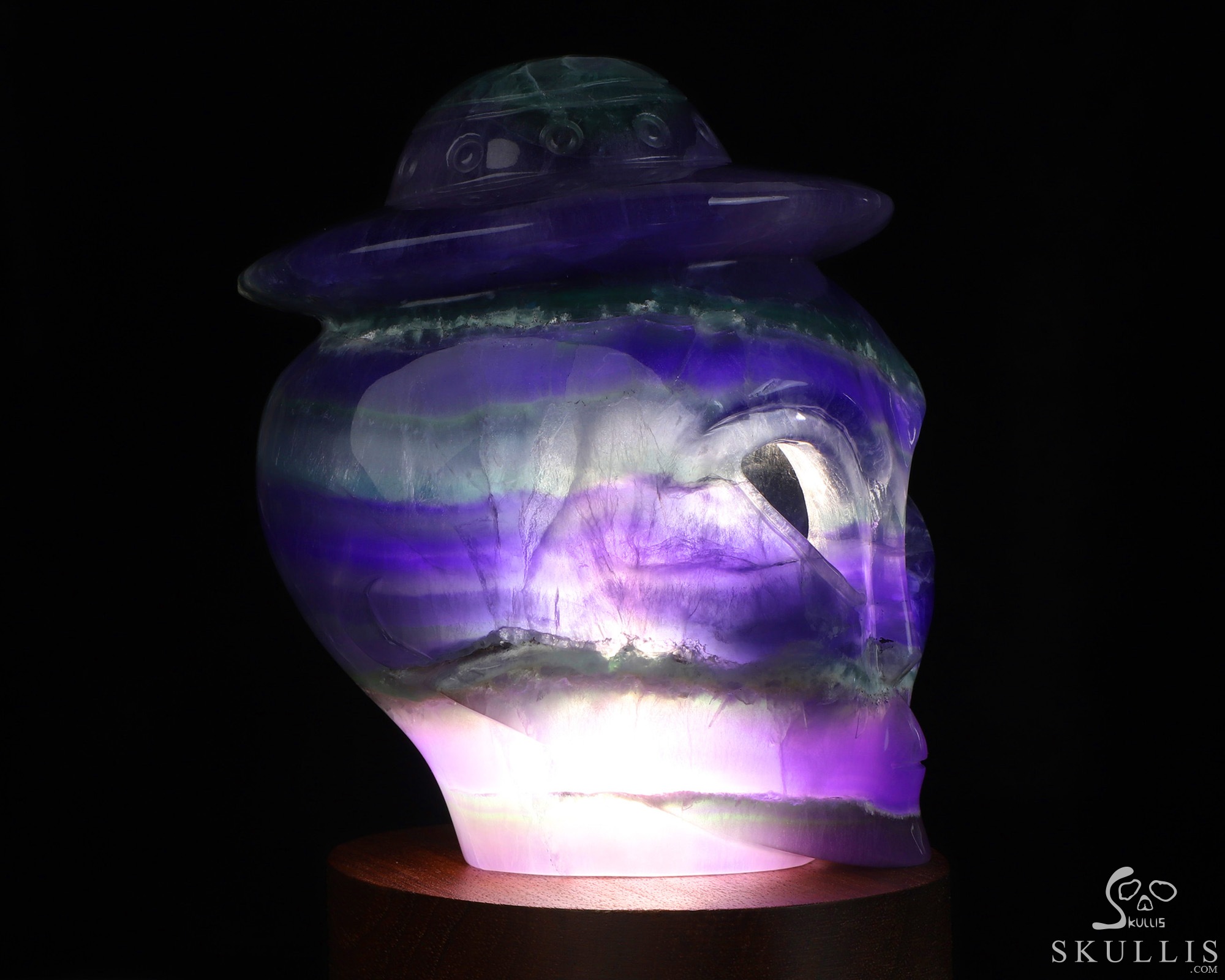 4.7" Fluorite Star Being Hollow Female Alien Crystal Skull Companion Lamp/Light with Led Stand, Hand Carved Gemstone Fine Art Sculpture, Reiki Healing Stone Statue 4.7" Fluorite Star Being Hollow Female Alien Crystal Skull Companion Lamp/Light with Led Stand, Hand Carved Gemstone Fine Art Sculpture, Reiki Healing Stone Statue