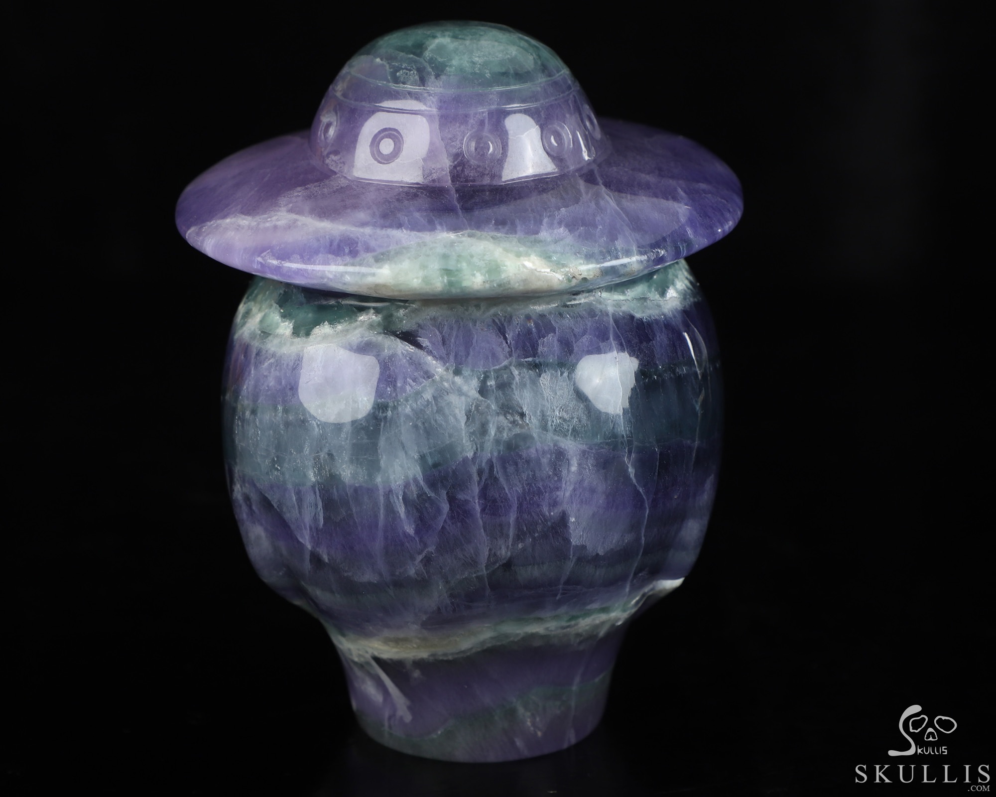 4.7" Fluorite Star Being Hollow Female Alien Crystal Skull Companion Lamp/Light with Led Stand, Hand Carved Gemstone Fine Art Sculpture, Reiki Healing Stone Statue 4.7" Fluorite Star Being Hollow Female Alien Crystal Skull Companion Lamp/Light with Led Stand, Hand Carved Gemstone Fine Art Sculpture, Reiki Healing Stone Statue