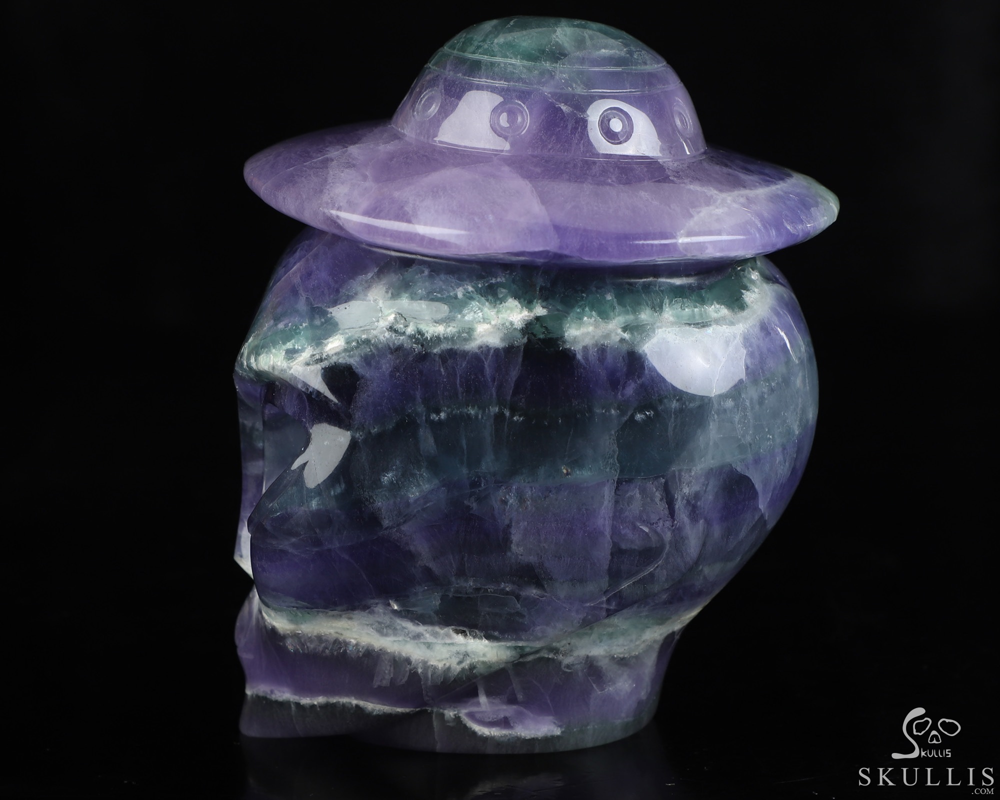 4.7" Fluorite Star Being Hollow Female Alien Crystal Skull Companion Lamp/Light with Led Stand, Hand Carved Gemstone Fine Art Sculpture, Reiki Healing Stone Statue 4.7" Fluorite Star Being Hollow Female Alien Crystal Skull Companion Lamp/Light with Led Stand, Hand Carved Gemstone Fine Art Sculpture, Reiki Healing Stone Statue