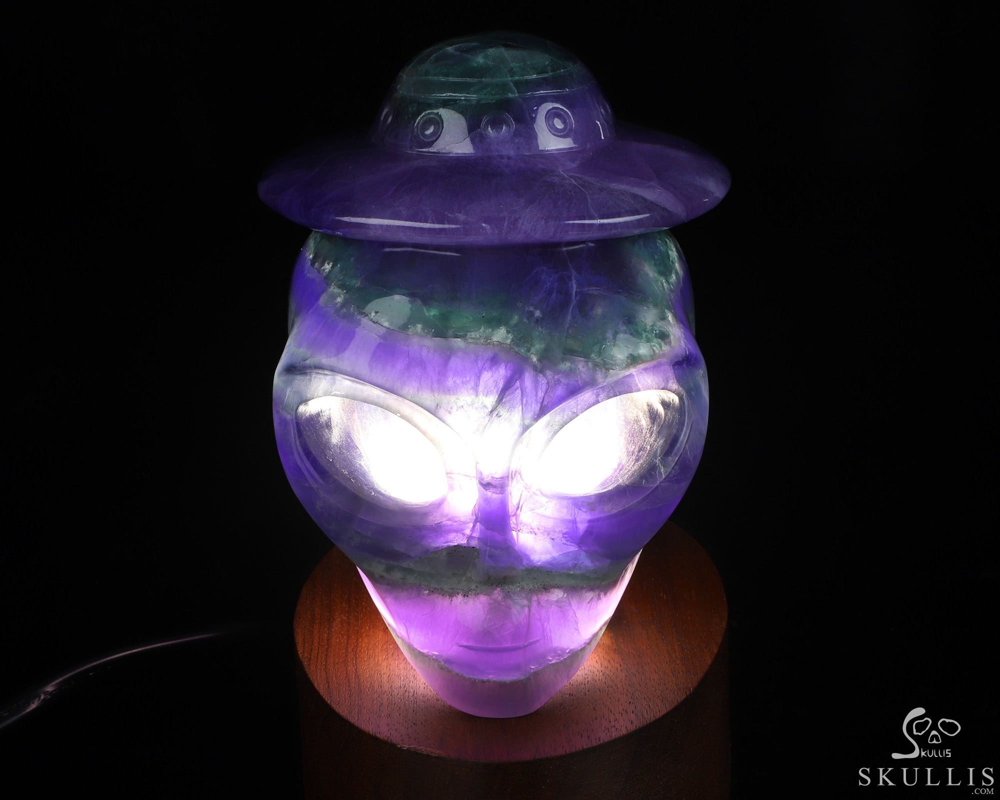 4.7" Fluorite Star Being Hollow Female Alien Crystal Skull Companion Lamp/Light with Led Stand, Hand Carved Gemstone Fine Art Sculpture, Reiki Healing Stone Statue 4.7" Fluorite Star Being Hollow Female Alien Crystal Skull Companion Lamp/Light with Led Stand, Hand Carved Gemstone Fine Art Sculpture, Reiki Healing Stone Statue