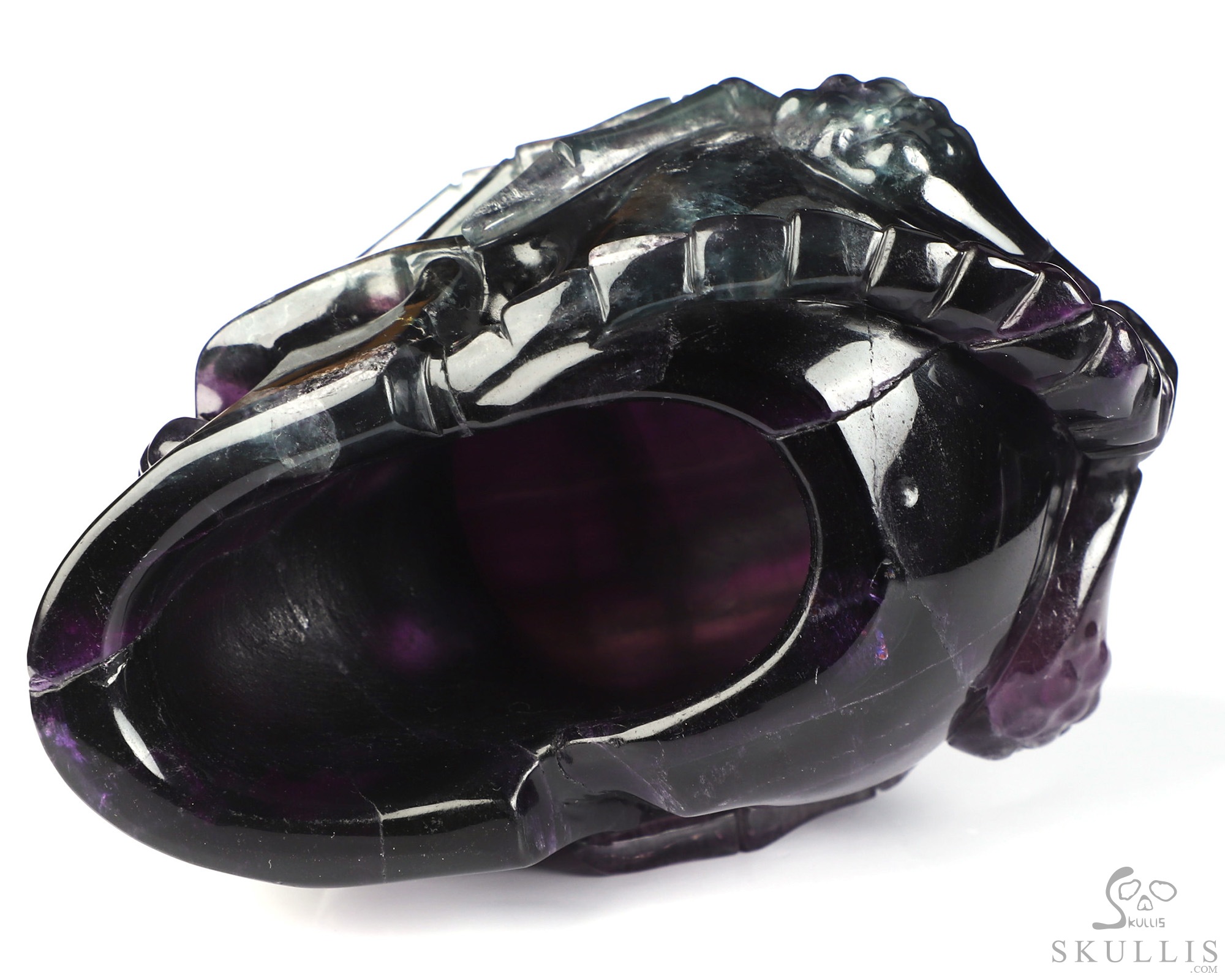 5.0" Fluorite Hand Carved Hollow Crystal Skull and Facehugger Sculpture Lamp/Light with Led Stand, Crystal Healing 5.0" Fluorite Hand Carved Hollow Crystal Skull and Facehugger Sculpture Lamp/Light with Led Stand, Crystal Healing