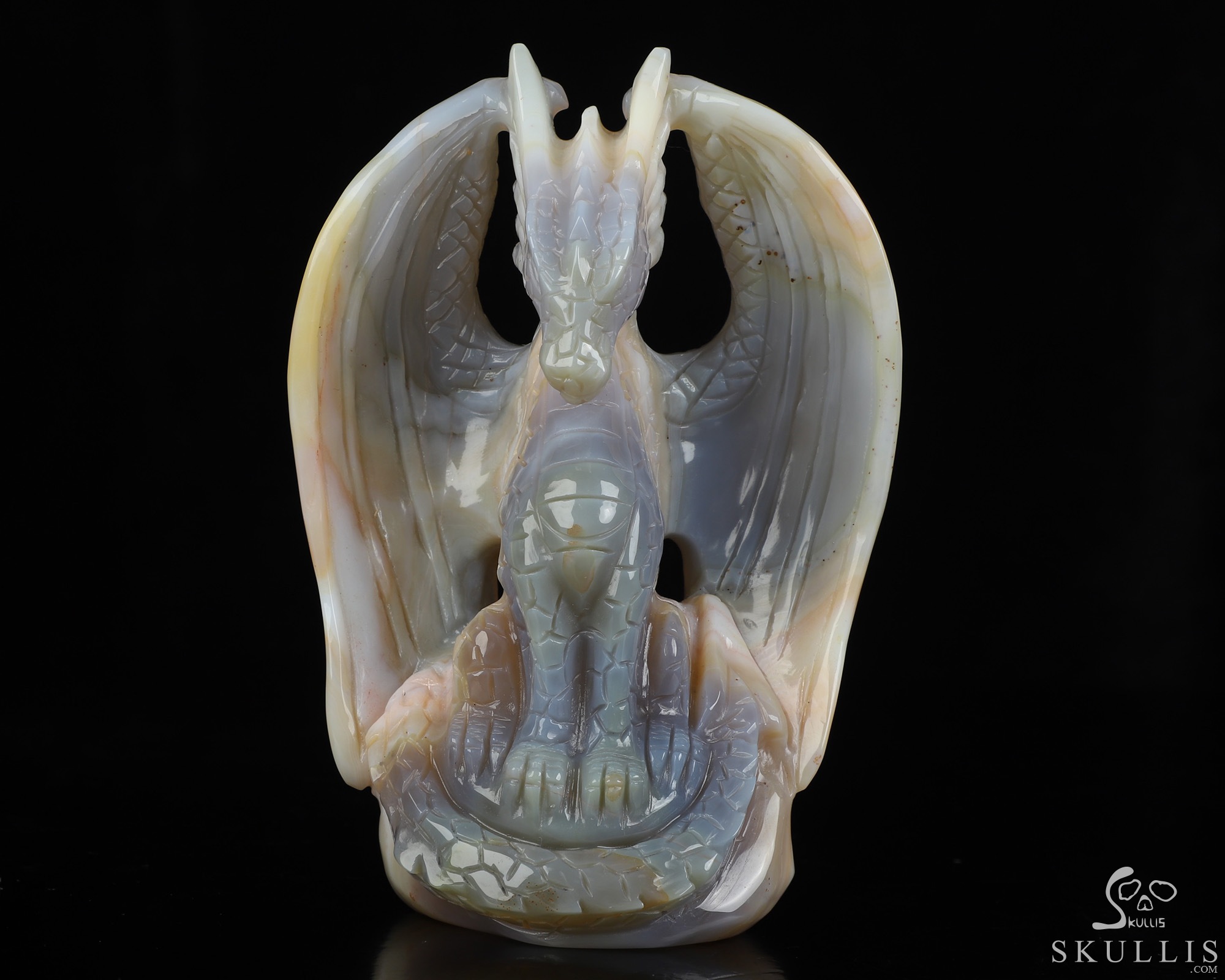 5.1" Premium Brazilian Agate Hand Carved Crystal Dragon Fine Art Sculpture, Crystal Healing 5.1" Premium Brazilian Agate Hand Carved Crystal Dragon Fine Art Sculpture, Crystal Healing