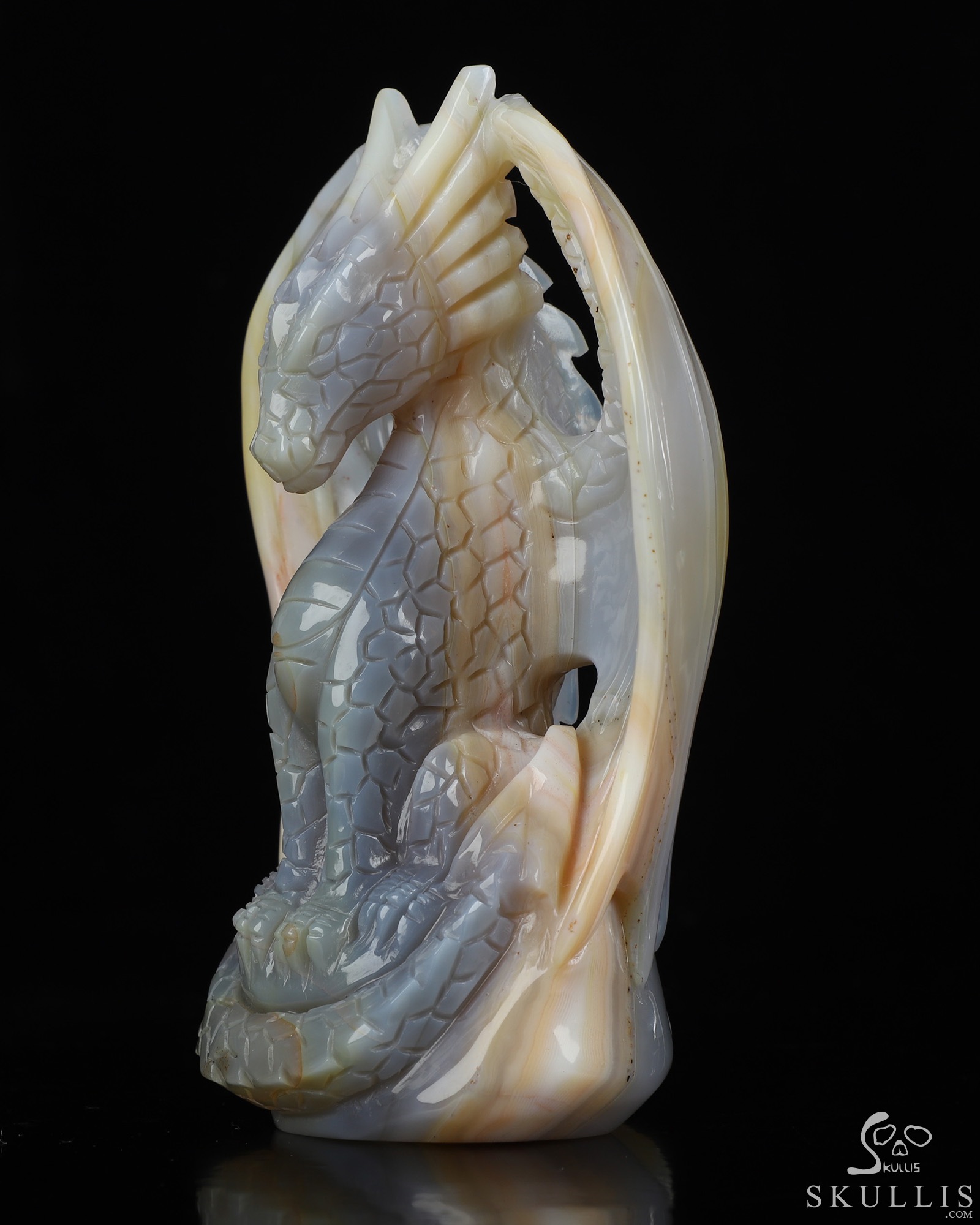 5.1" Premium Brazilian Agate Hand Carved Crystal Dragon Fine Art Sculpture, Crystal Healing 5.1" Premium Brazilian Agate Hand Carved Crystal Dragon Fine Art Sculpture, Crystal Healing