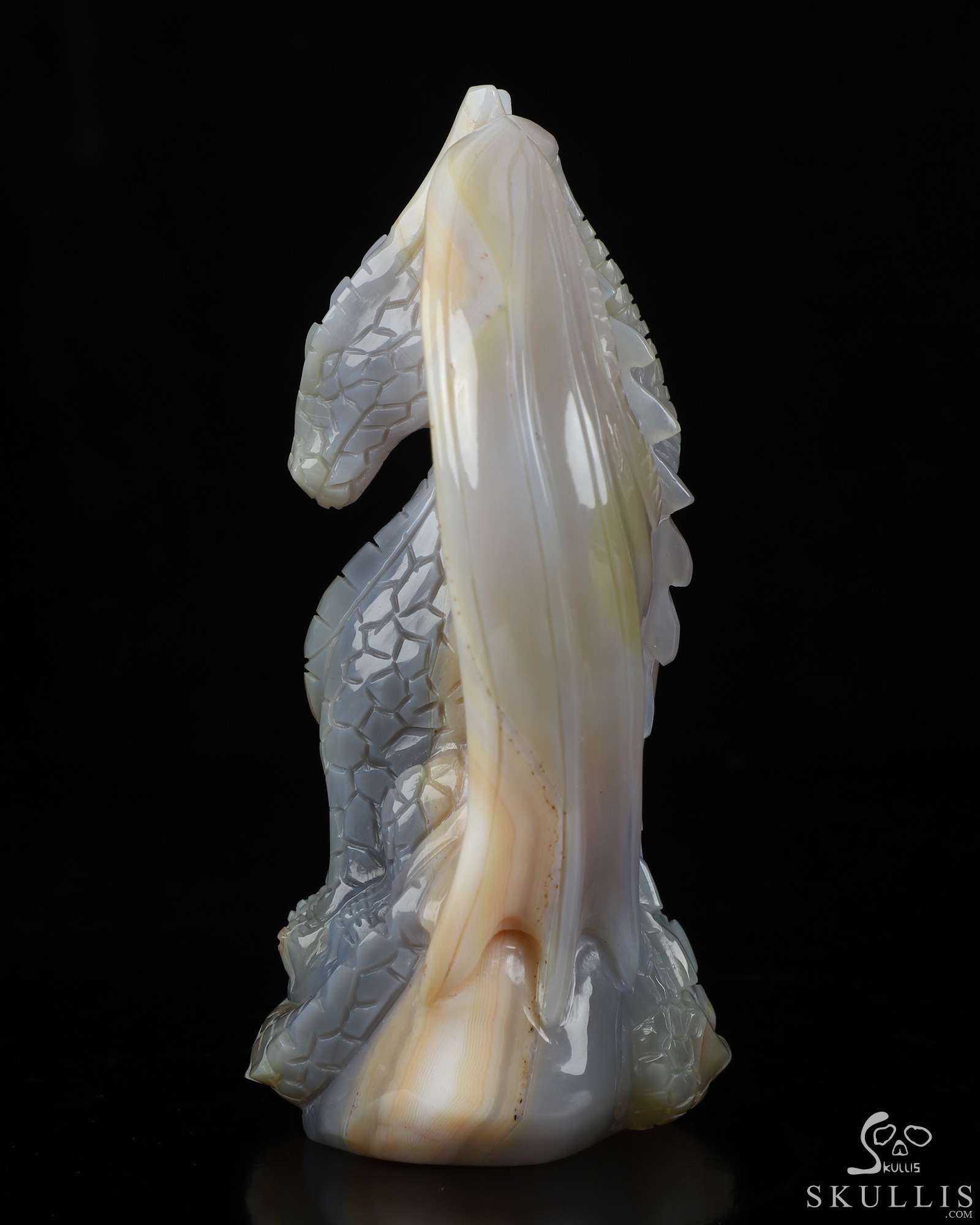 5.1" Premium Brazilian Agate Hand Carved Crystal Dragon Fine Art Sculpture, Crystal Healing 5.1" Premium Brazilian Agate Hand Carved Crystal Dragon Fine Art Sculpture, Crystal Healing