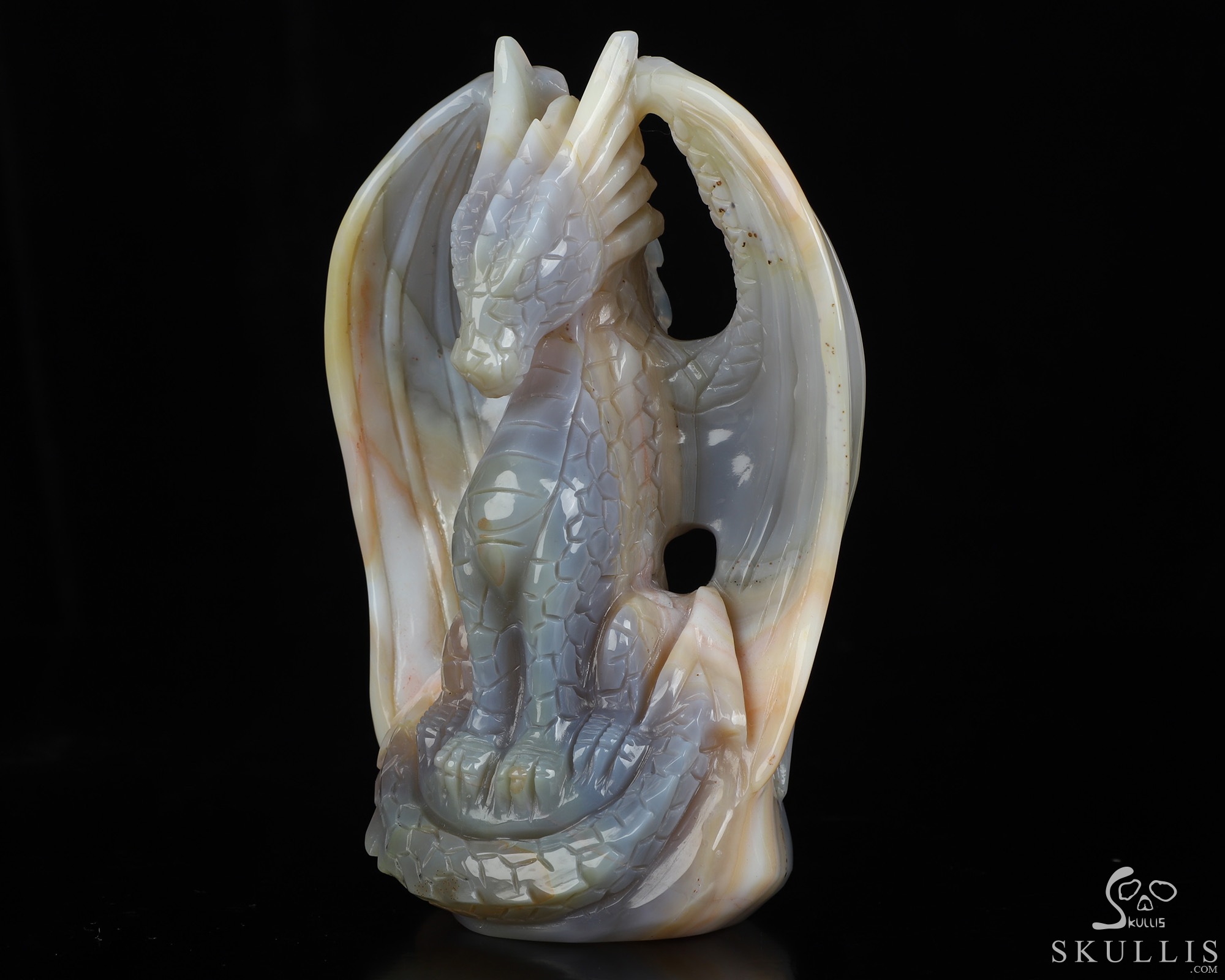 5.1" Premium Brazilian Agate Hand Carved Crystal Dragon Fine Art Sculpture, Crystal Healing 5.1" Premium Brazilian Agate Hand Carved Crystal Dragon Fine Art Sculpture, Crystal Healing