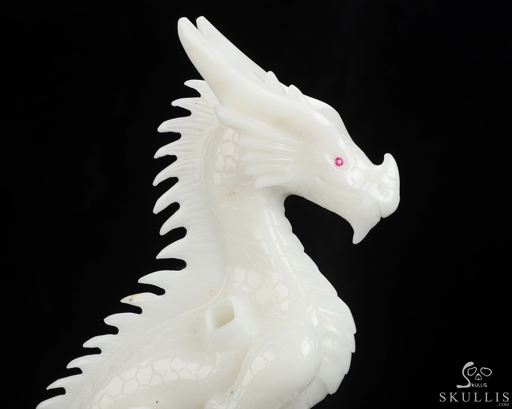 11.6" White Jade Hand Carved Crystal Skull and Dragon, Detachable Wings, Fine Art Sculpture, Crystal Healing 11.6" White Jade Hand Carved Crystal Skull and Dragon, Detachable Wings, Fine Art Sculpture, Crystal Healing