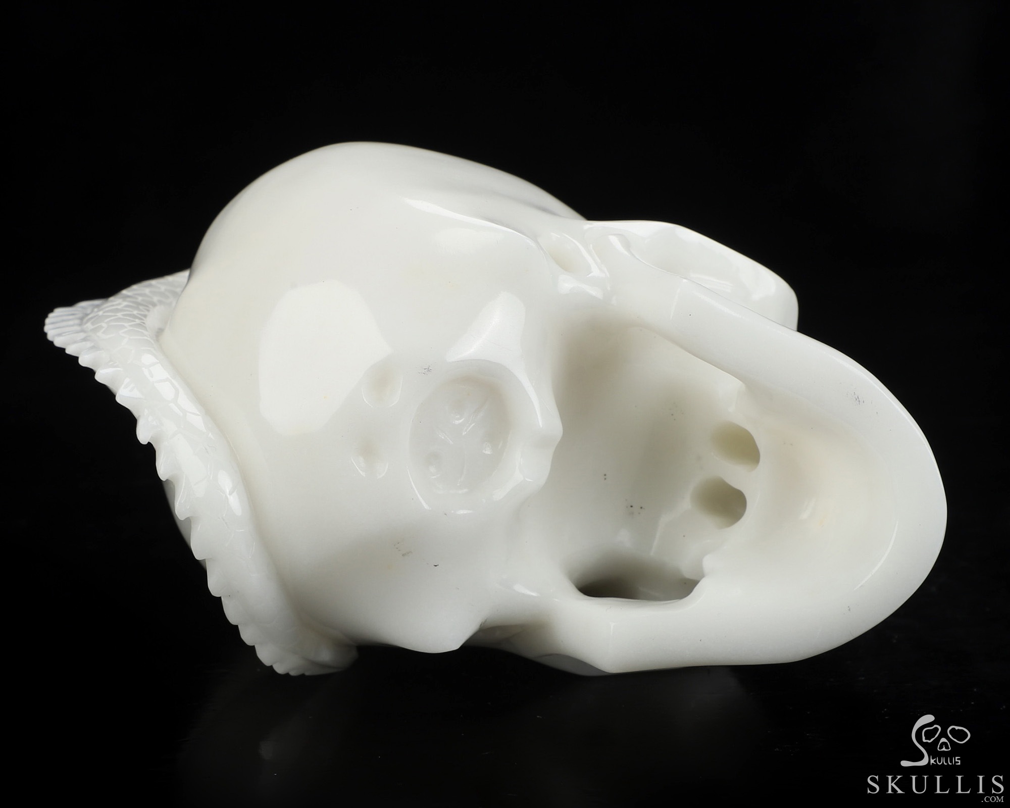 11.6" White Jade Hand Carved Crystal Skull and Dragon, Detachable Wings, Fine Art Sculpture, Crystal Healing 11.6" White Jade Hand Carved Crystal Skull and Dragon, Detachable Wings, Fine Art Sculpture, Crystal Healing