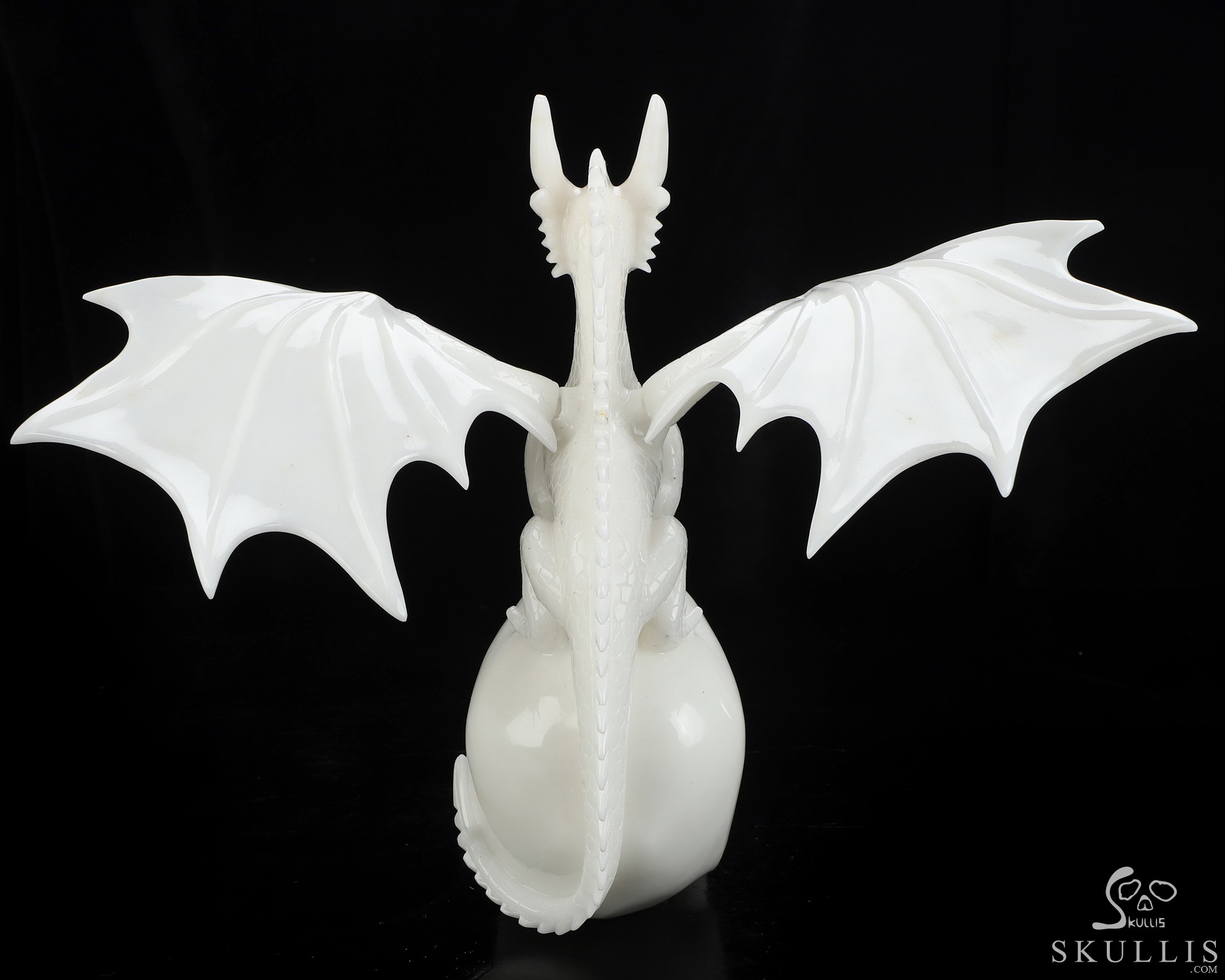 11.6" White Jade Hand Carved Crystal Skull and Dragon, Detachable Wings, Fine Art Sculpture, Crystal Healing 11.6" White Jade Hand Carved Crystal Skull and Dragon, Detachable Wings, Fine Art Sculpture, Crystal Healing