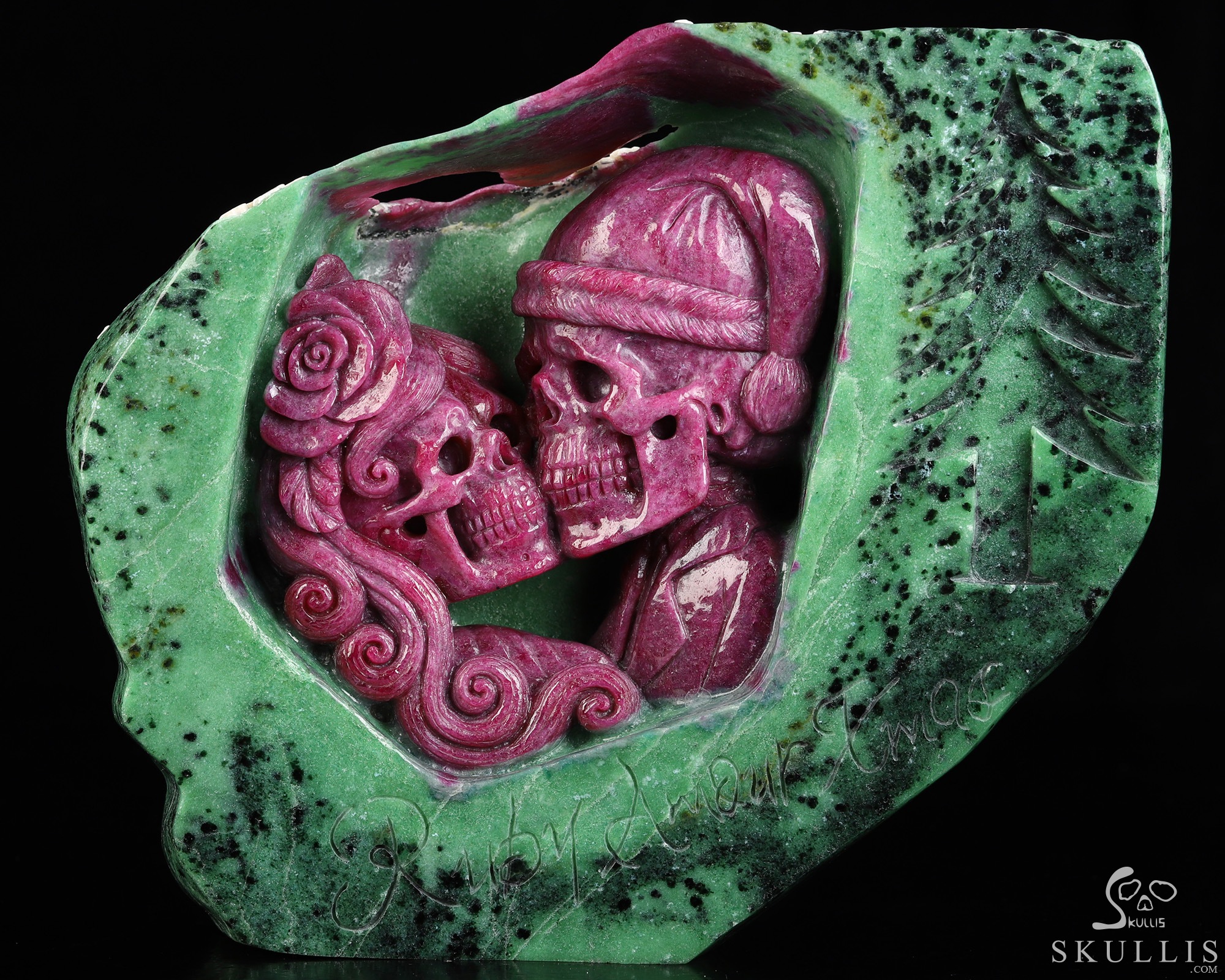Ruby Amour Xmas! 8.3" Ruby Zoisite Hand Carved Crystal Skull Fine Art Sculpture, Crystal Healing Ruby Amour Xmas! 8.3" Ruby Zoisite Hand Carved Crystal Skull Fine Art Sculpture, Crystal Healing