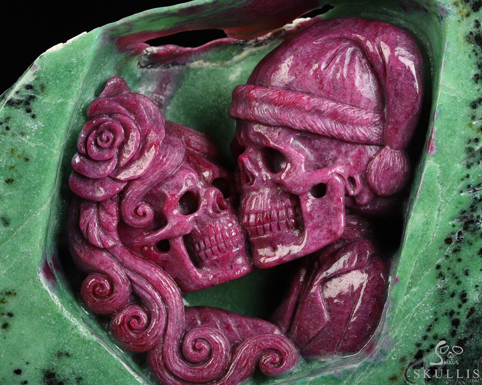 Ruby Amour Xmas! 8.3" Ruby Zoisite Hand Carved Crystal Skull Fine Art Sculpture, Crystal Healing Ruby Amour Xmas! 8.3" Ruby Zoisite Hand Carved Crystal Skull Fine Art Sculpture, Crystal Healing