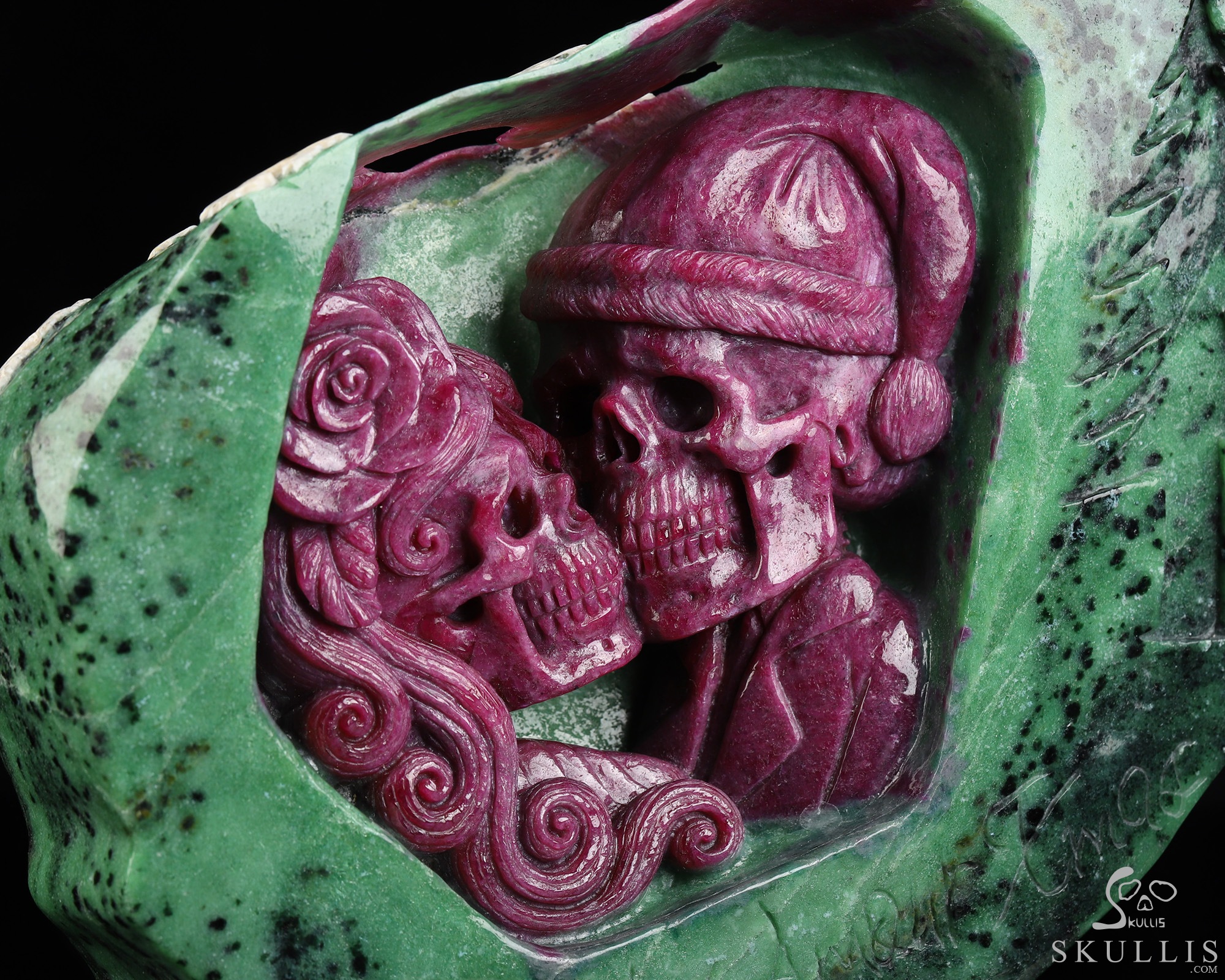 Ruby Amour Xmas! 8.3" Ruby Zoisite Hand Carved Crystal Skull Fine Art Sculpture, Crystal Healing Ruby Amour Xmas! 8.3" Ruby Zoisite Hand Carved Crystal Skull Fine Art Sculpture, Crystal Healing