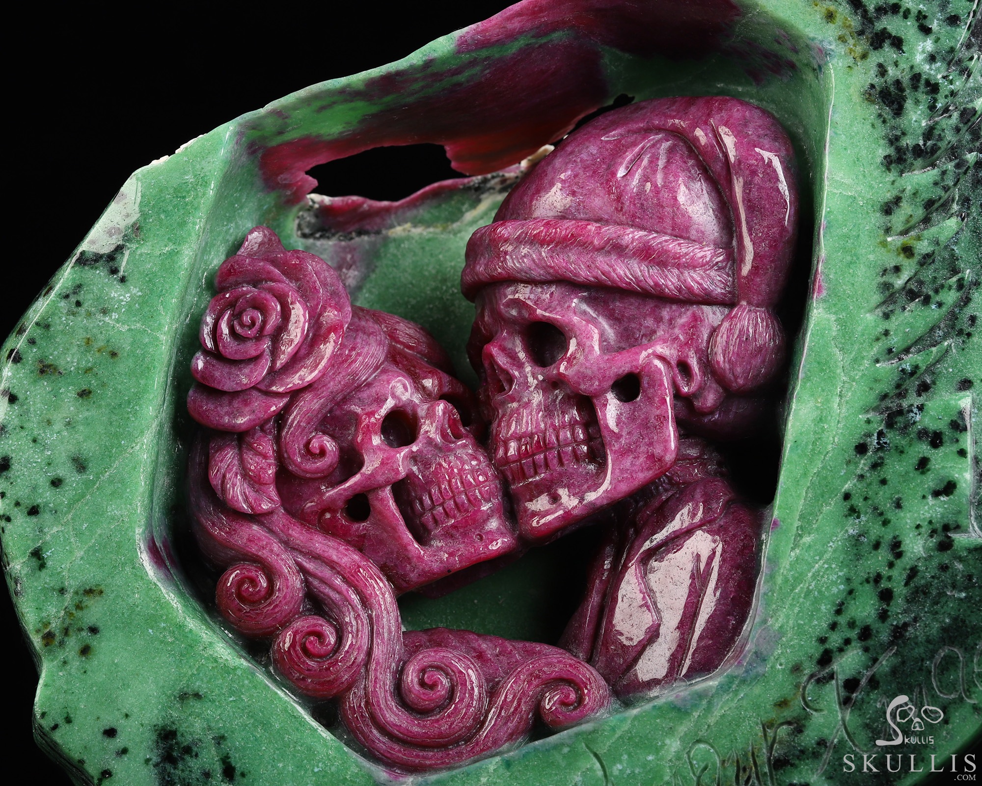 Ruby Amour Xmas! 8.3" Ruby Zoisite Hand Carved Crystal Skull Fine Art Sculpture, Crystal Healing Ruby Amour Xmas! 8.3" Ruby Zoisite Hand Carved Crystal Skull Fine Art Sculpture, Crystal Healing