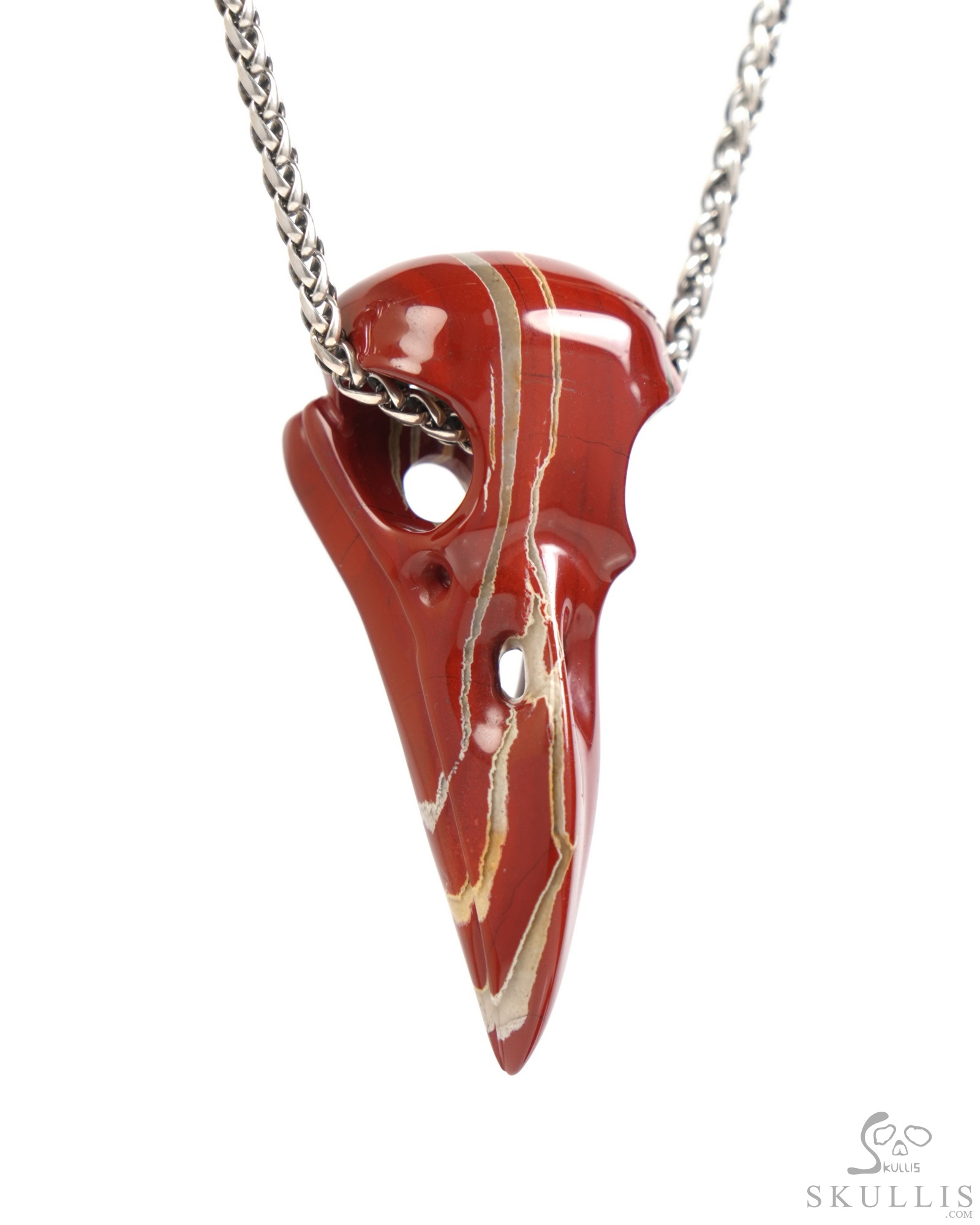 Night Pathfinder - Necklace of 2.3" Red Jasper Hand Carved Crystal Skull Pendant, Skull Jewelry Night Pathfinder - Necklace of 2.3" Red Jasper Hand Carved Crystal Skull Pendant, Skull Jewelry