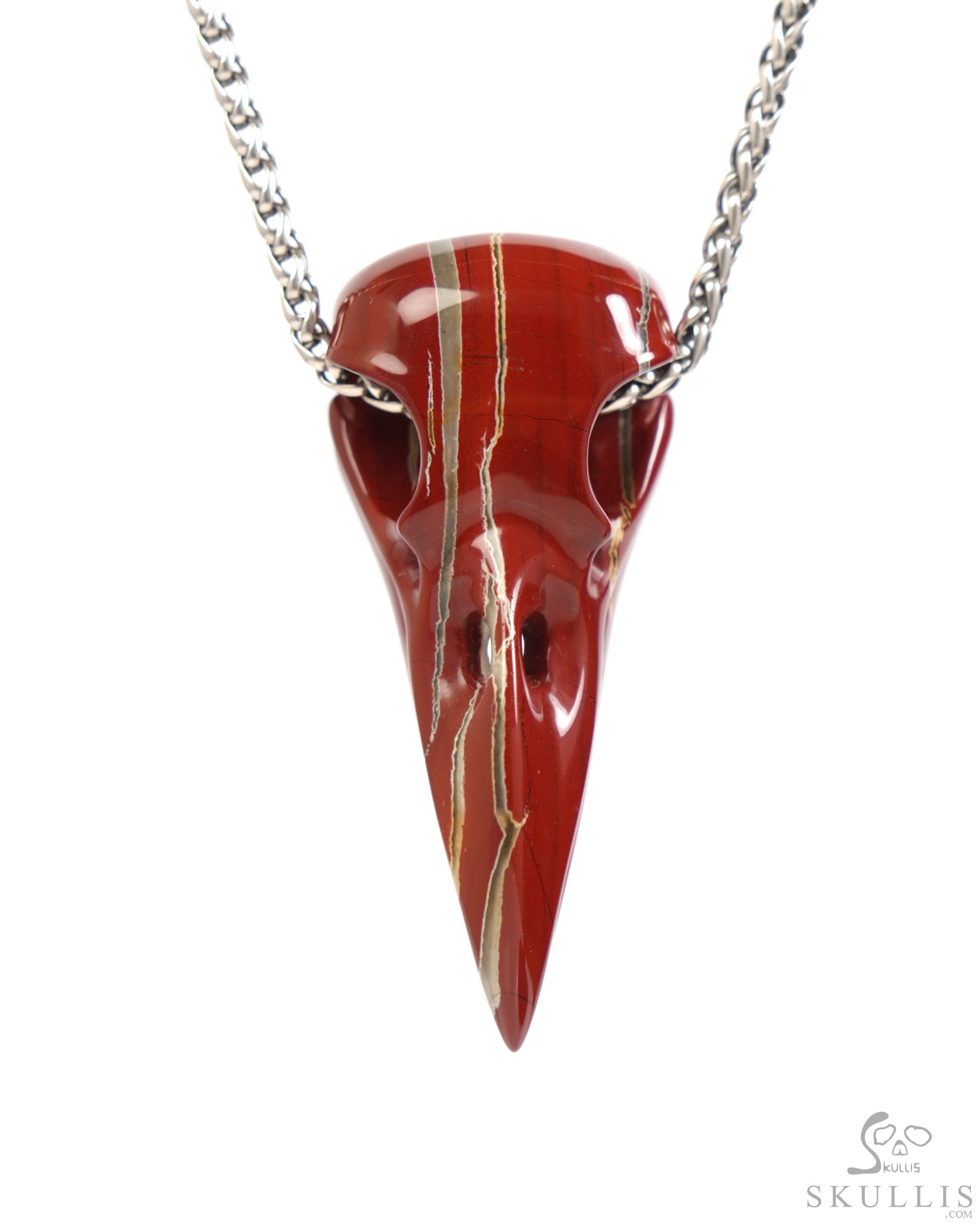 Night Pathfinder - Necklace of 2.3" Red Jasper Hand Carved Crystal Skull Pendant, Skull Jewelry Night Pathfinder - Necklace of 2.3" Red Jasper Hand Carved Crystal Skull Pendant, Skull Jewelry