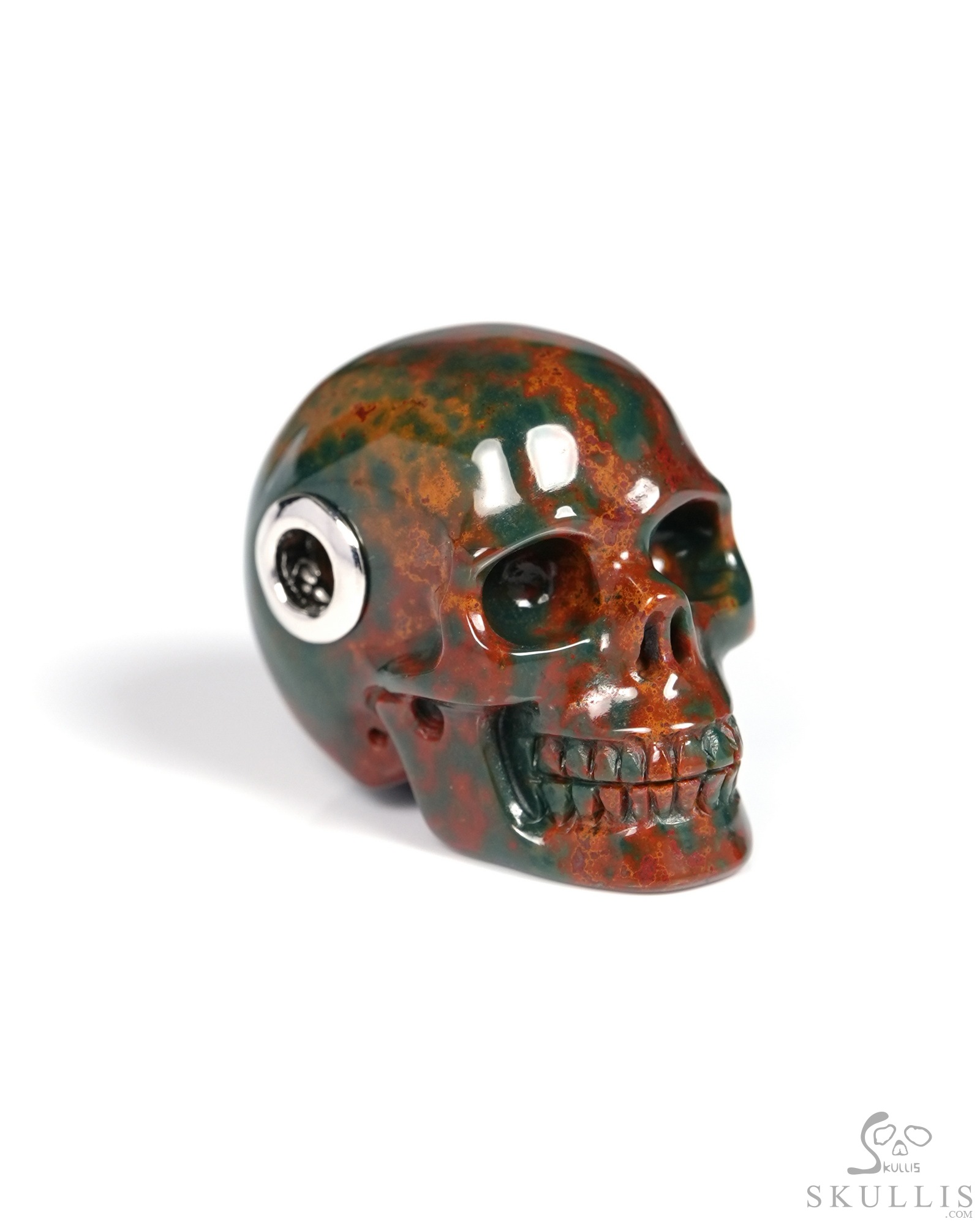 Skullis Signature 1.1" Bloodstone Hand Carved Crystal Skull Pendant, Crystal Healing Skull Jewelry, for Women & Men Skullis Signature 1.1" Bloodstone Hand Carved Crystal Skull Pendant, Crystal Healing Skull Jewelry, for Women & Men