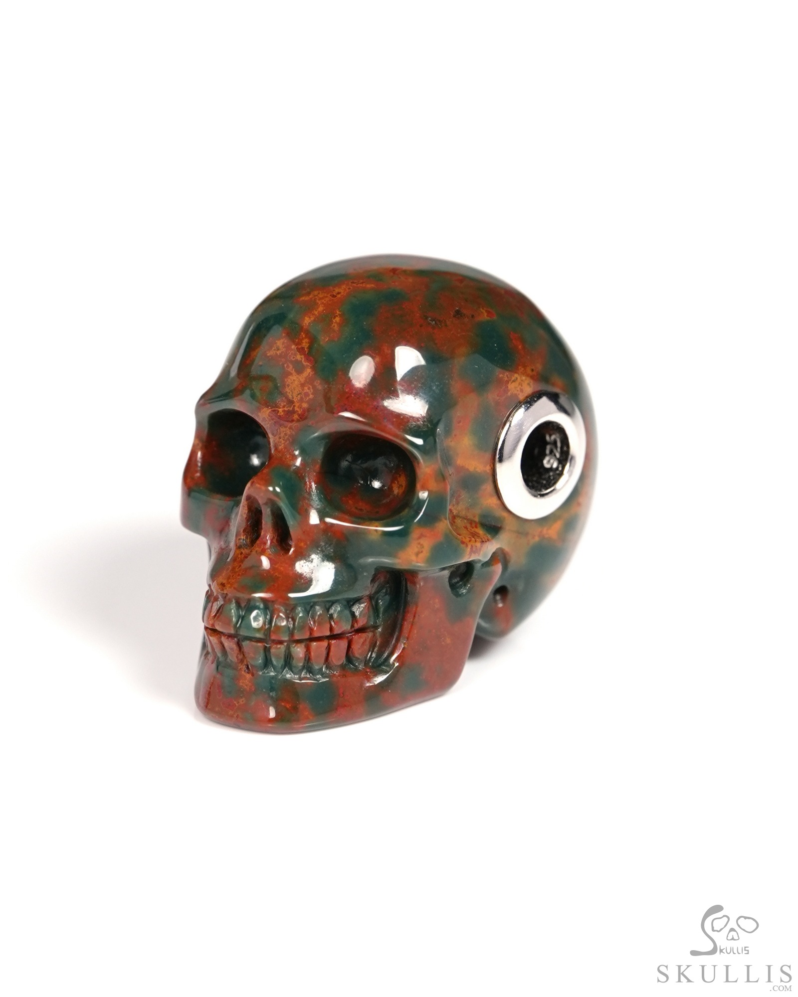 Skullis Signature 1.1" Bloodstone Hand Carved Crystal Skull Pendant, Crystal Healing Skull Jewelry, for Women & Men Skullis Signature 1.1" Bloodstone Hand Carved Crystal Skull Pendant, Crystal Healing Skull Jewelry, for Women & Men