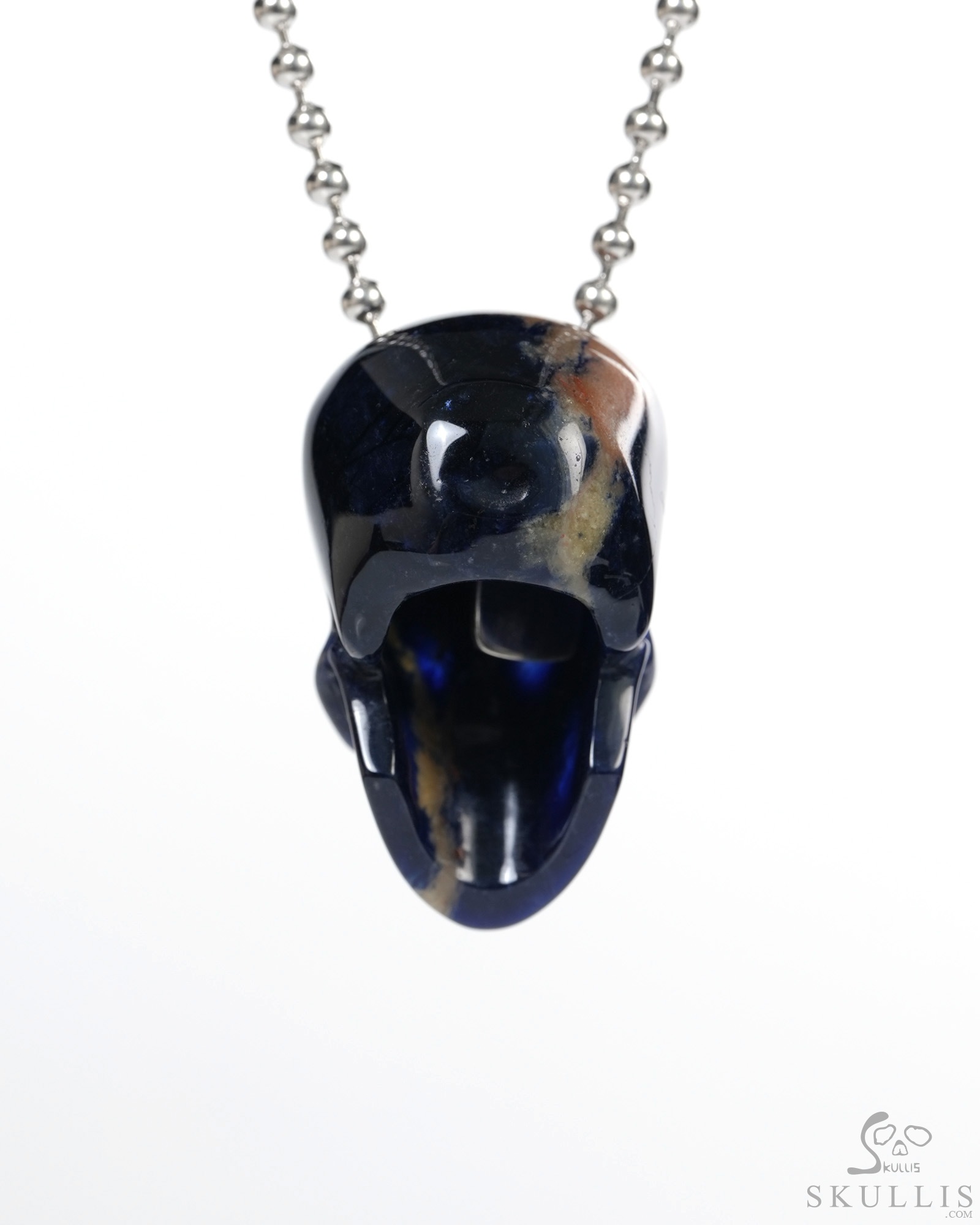 Hollow Essence - Necklace of 1.4" Sodalite Hand Carved Crystal Skull Pendant, Skull Jewelry Hollow Essence - Necklace of 1.4" Sodalite Hand Carved Crystal Skull Pendant, Skull Jewelry