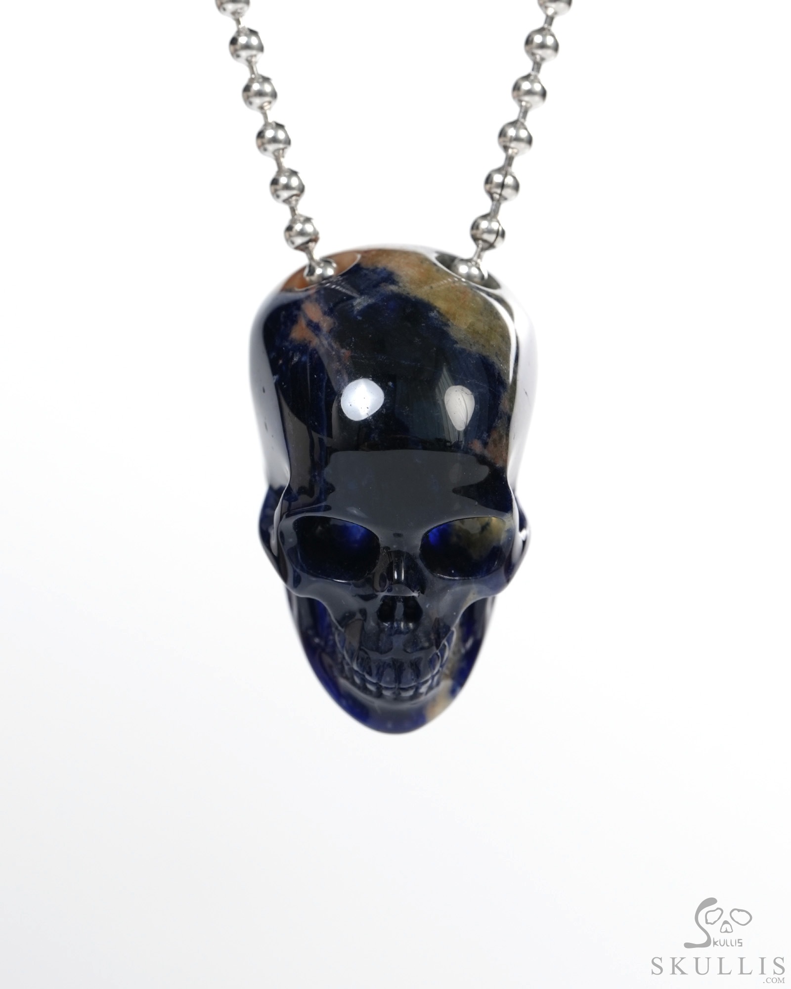 Hollow Essence - Necklace of 1.4" Sodalite Hand Carved Crystal Skull Pendant, Skull Jewelry Hollow Essence - Necklace of 1.4" Sodalite Hand Carved Crystal Skull Pendant, Skull Jewelry