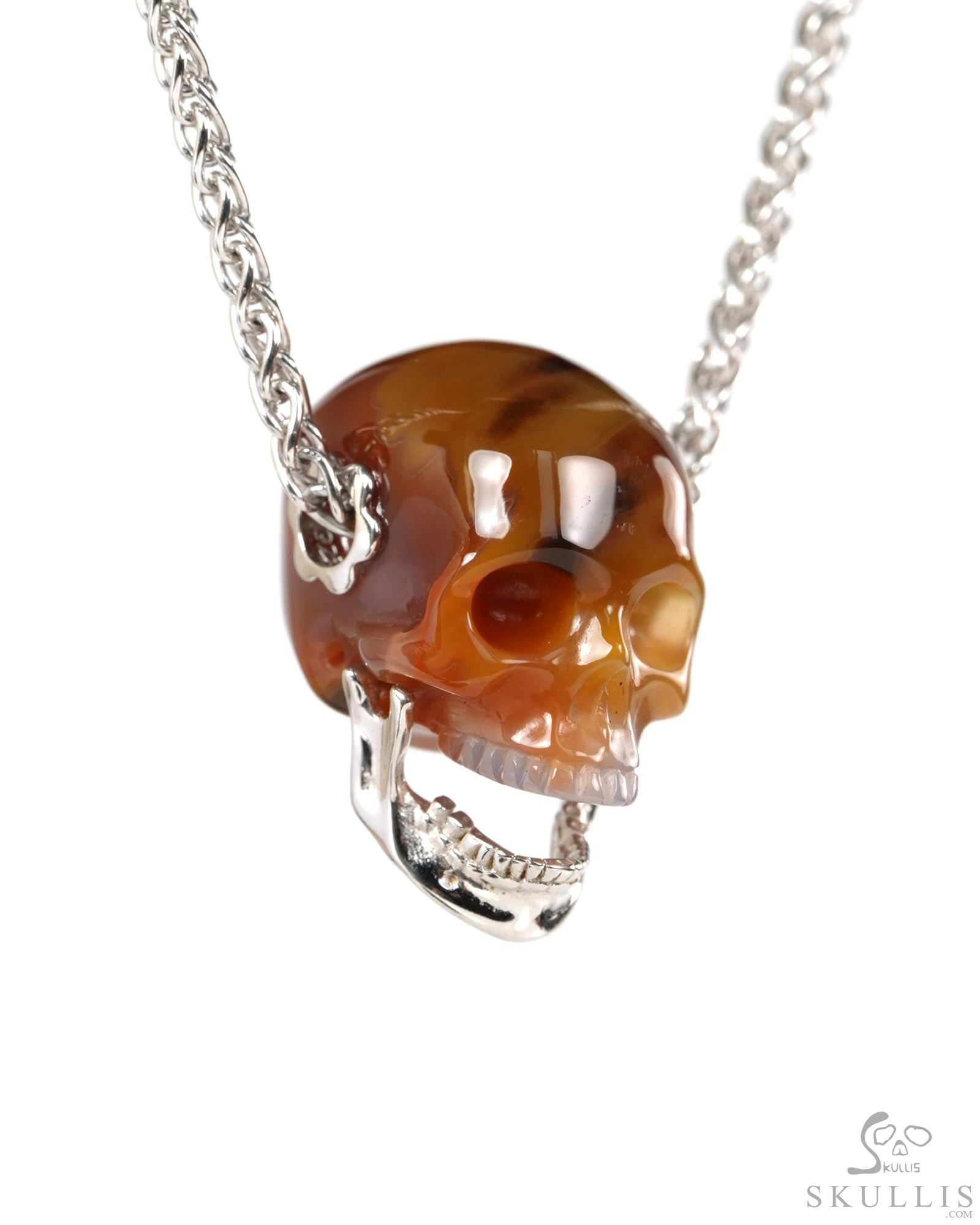 Necklace of 0.9" Agate Hand Carved Crystal Skull Pendant, Crystal Healing Skull Jewelry, for Women & Men Necklace of 0.9" Agate Hand Carved Crystal Skull Pendant, Crystal Healing Skull Jewelry, for Women & Men