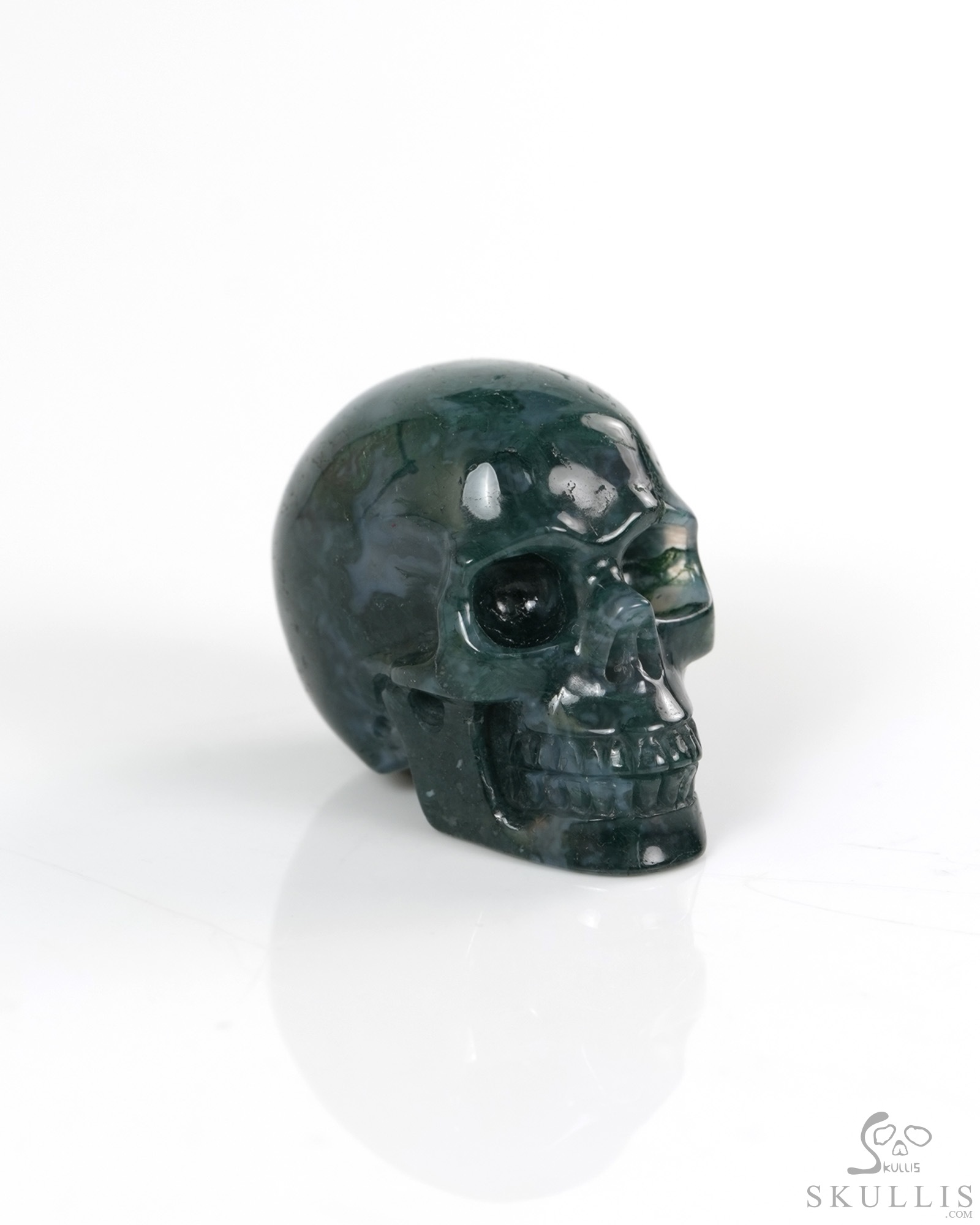 1.3" Green Moss Agate Hand Carved Crystal Skull, Realistic, Crystal Healing 1.3" Green Moss Agate Hand Carved Crystal Skull, Realistic, Crystal Healing