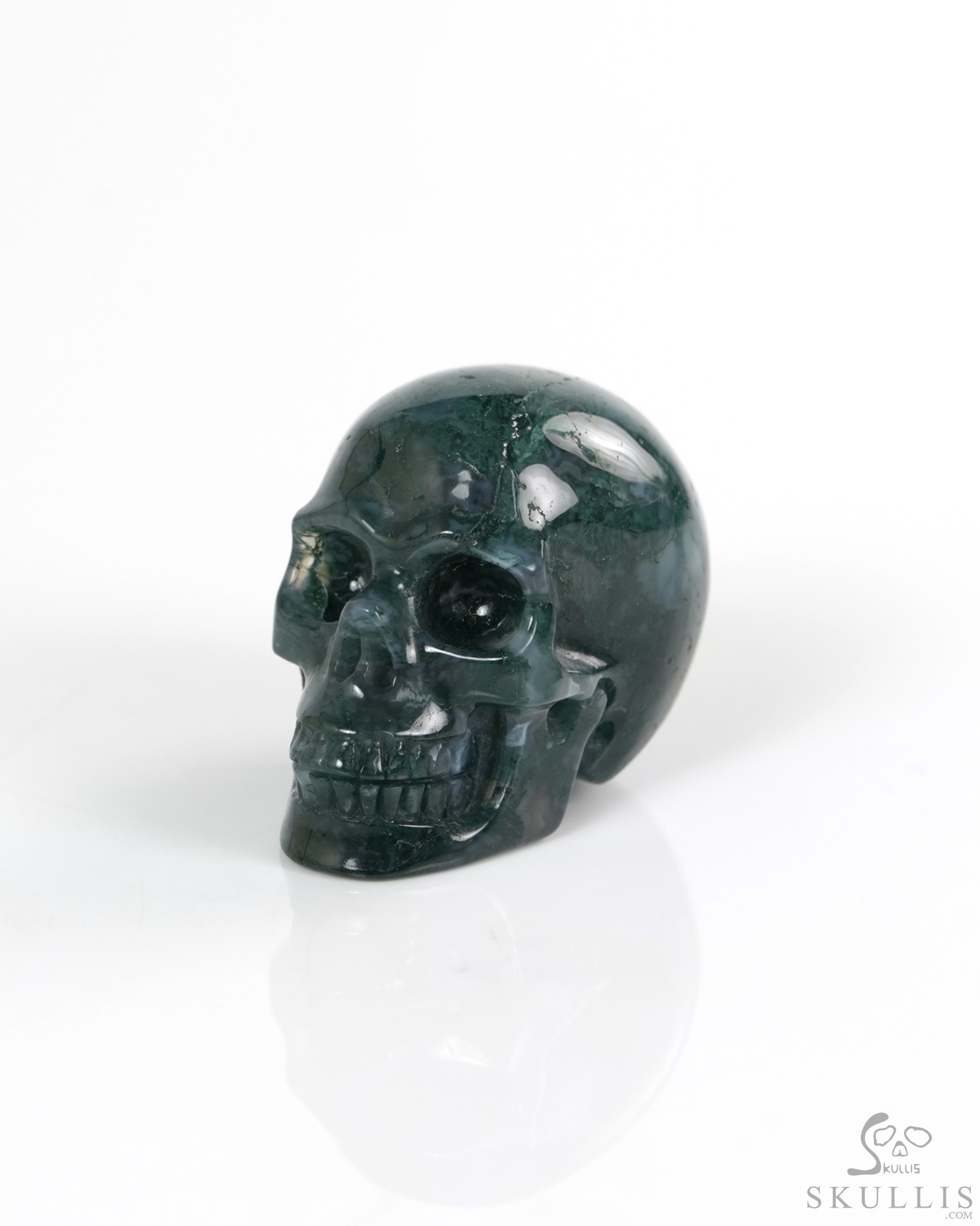 1.3" Green Moss Agate Hand Carved Crystal Skull, Realistic, Crystal Healing 1.3" Green Moss Agate Hand Carved Crystal Skull, Realistic, Crystal Healing