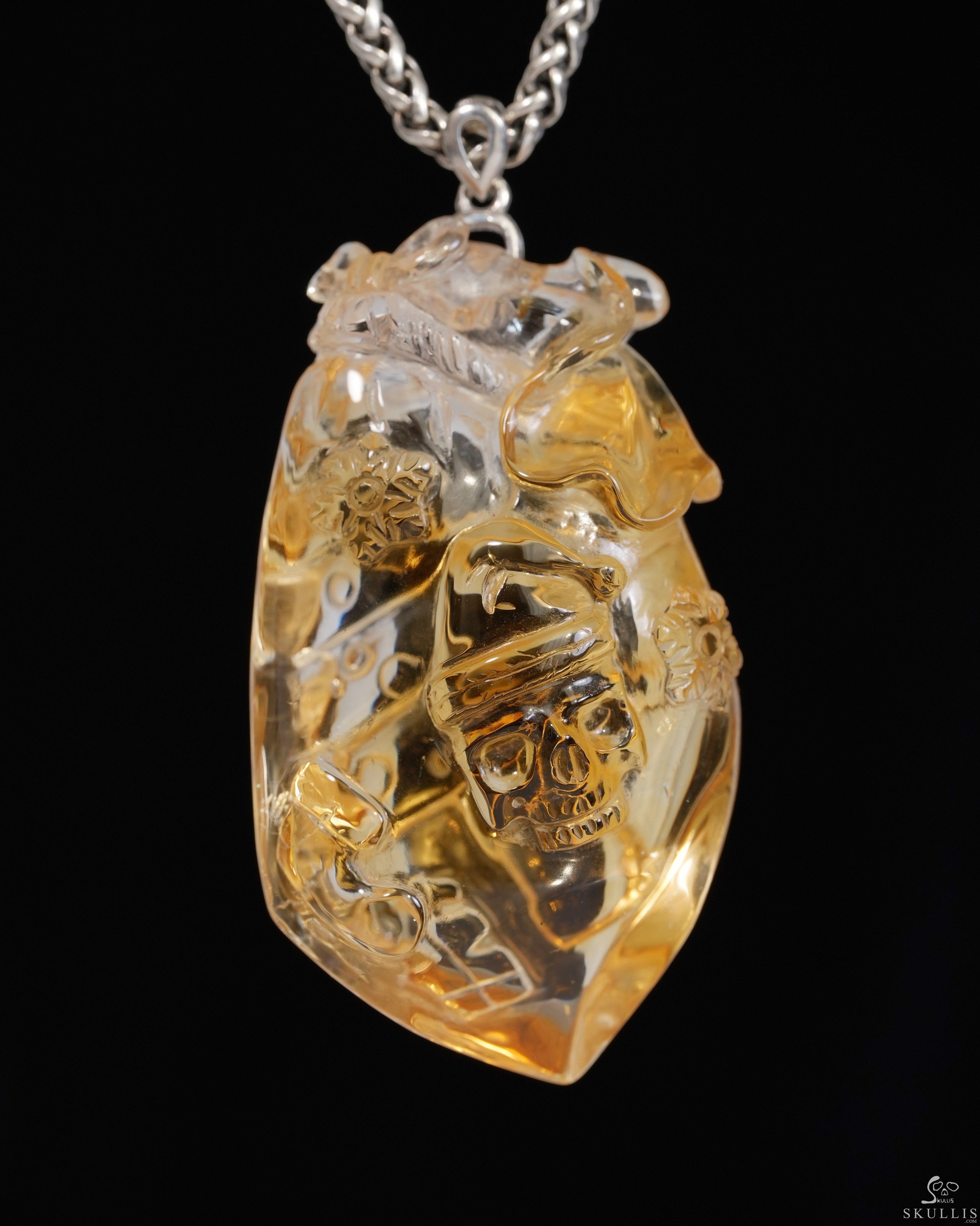 Merry Christmas! Citrine Gem Christmas Skull Pendant or Necklace with Bail in 925 Sterling Silver Merry Christmas! Citrine Gem Christmas Skull Pendant or Necklace with Bail in 925 Sterling Silver