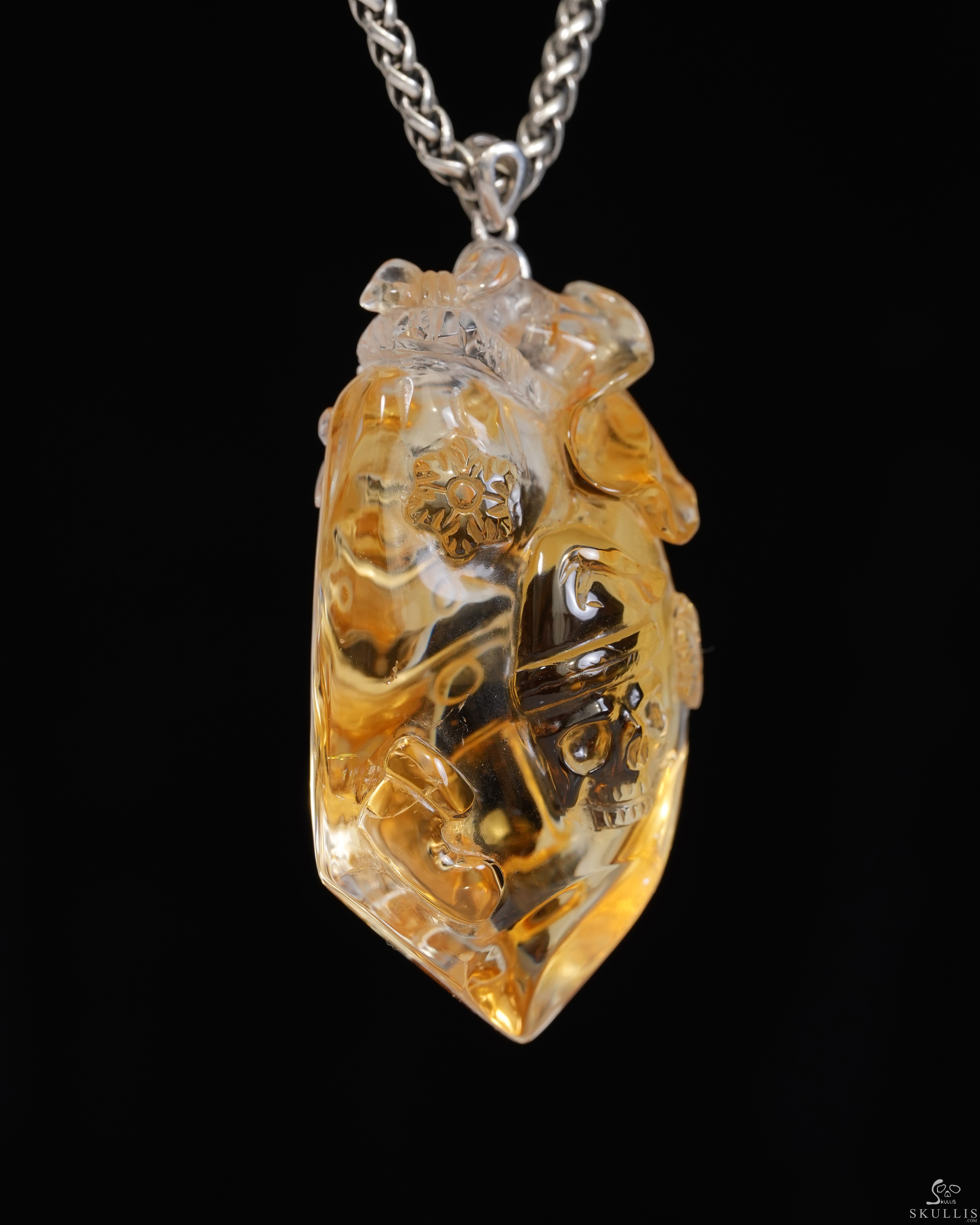 Merry Christmas! Citrine Gem Christmas Skull Pendant or Necklace with Bail in 925 Sterling Silver Merry Christmas! Citrine Gem Christmas Skull Pendant or Necklace with Bail in 925 Sterling Silver