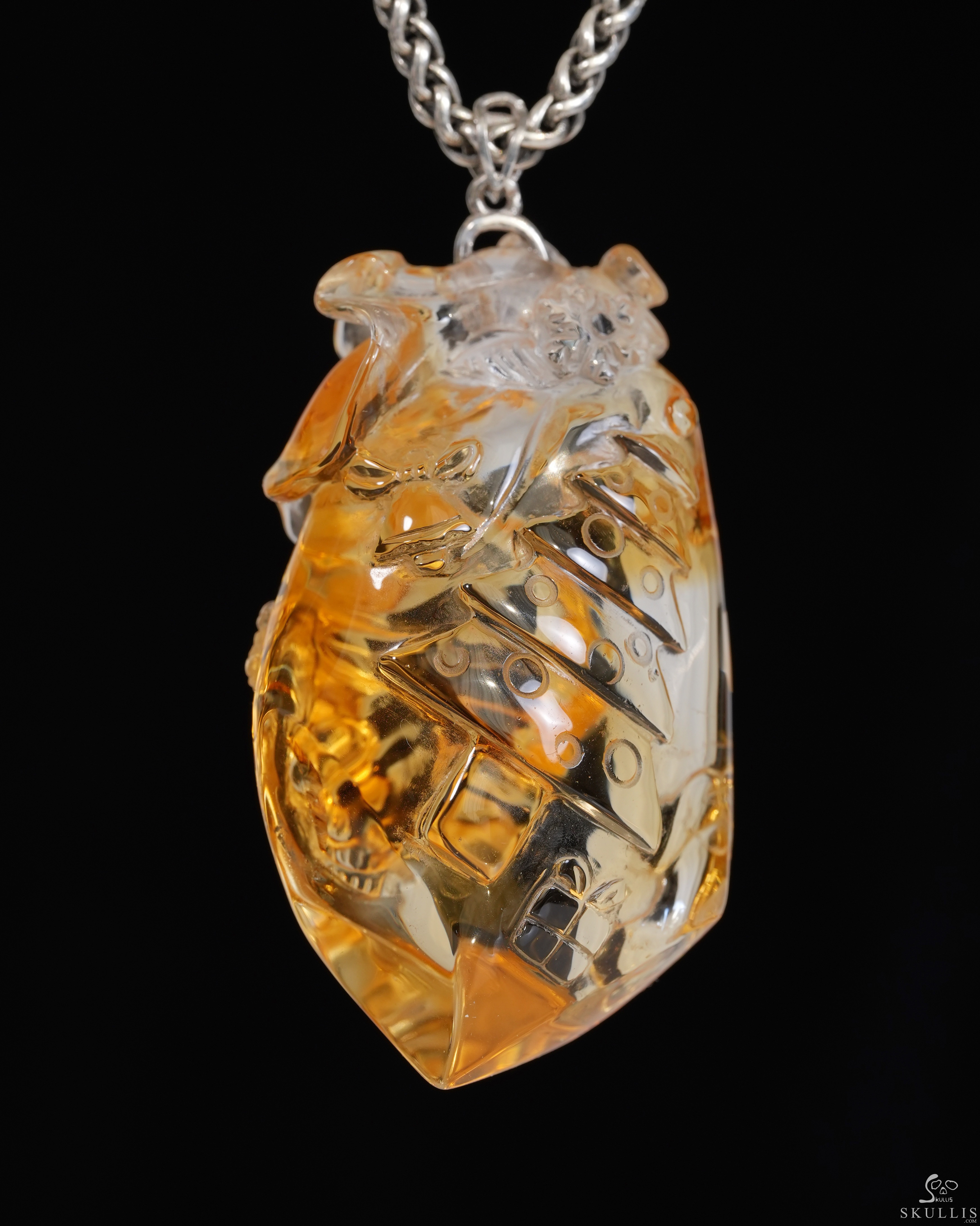 Merry Christmas! Citrine Gem Christmas Skull Pendant or Necklace with Bail in 925 Sterling Silver Merry Christmas! Citrine Gem Christmas Skull Pendant or Necklace with Bail in 925 Sterling Silver