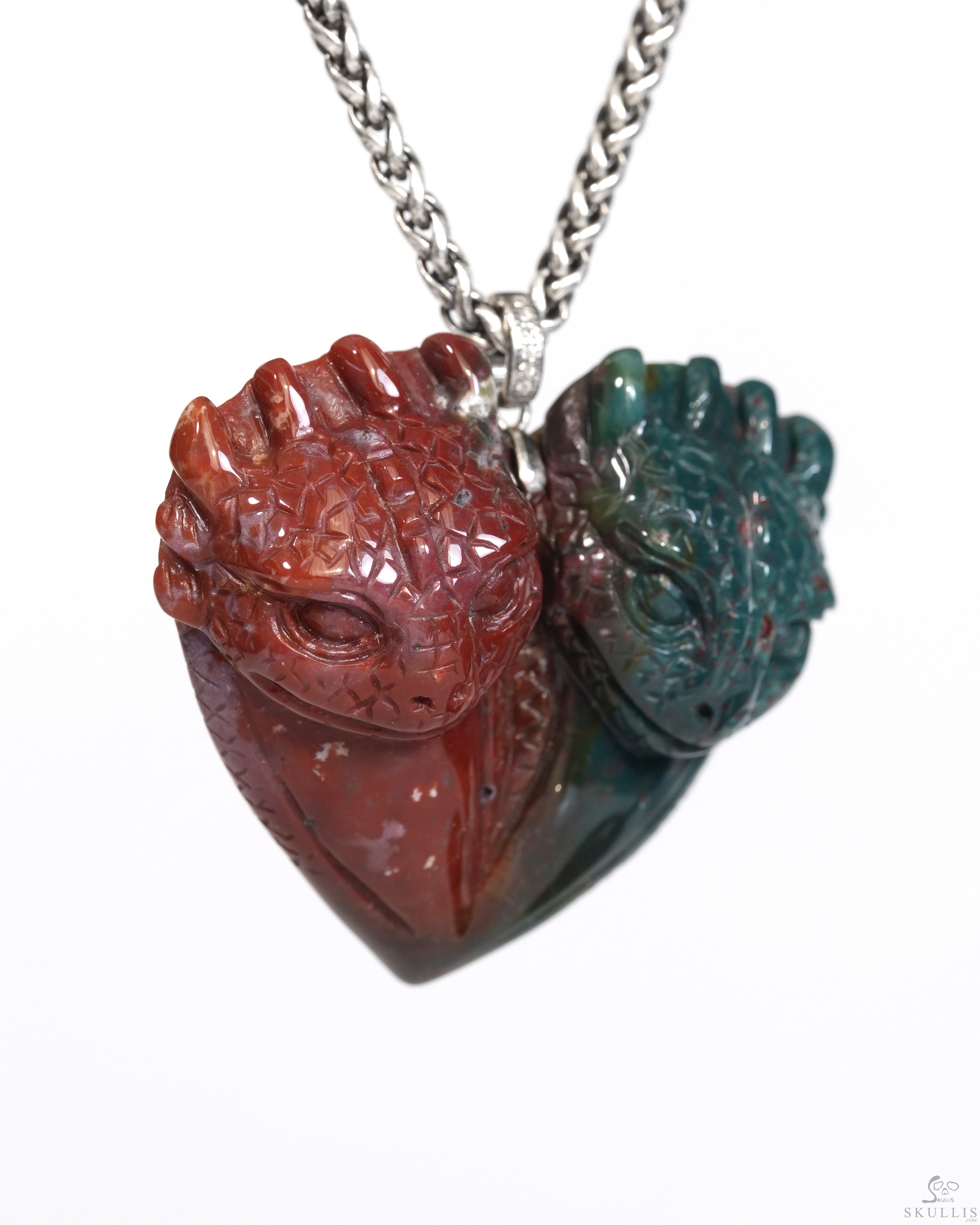 Bloodstone Gem Toothless Dragon Pendant or Necklace with Bail in 925 Sterling Silver Bloodstone Gem Toothless Dragon Pendant or Necklace with Bail in 925 Sterling Silver