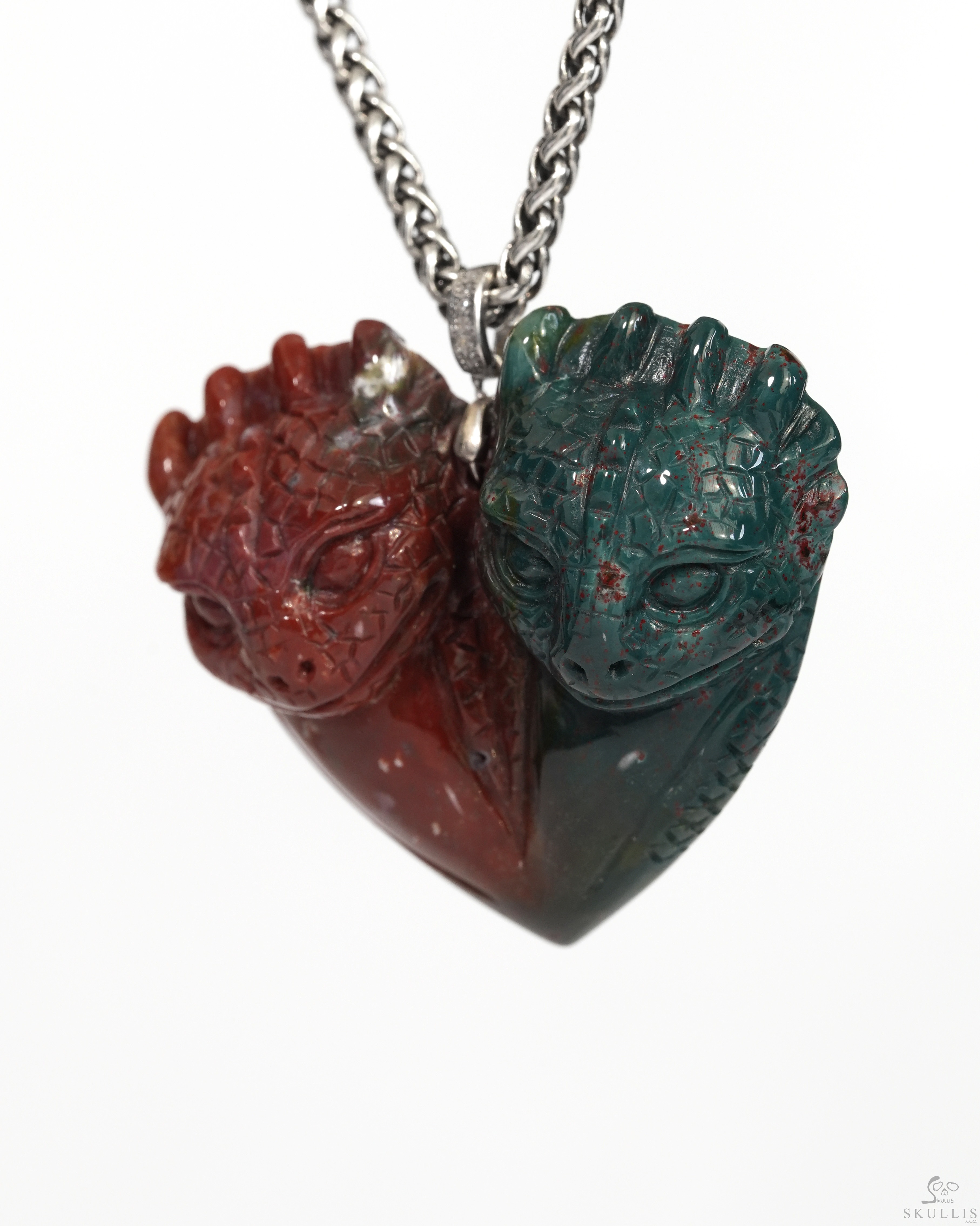 Bloodstone Gem Toothless Dragon Pendant or Necklace with Bail in 925 Sterling Silver Bloodstone Gem Toothless Dragon Pendant or Necklace with Bail in 925 Sterling Silver