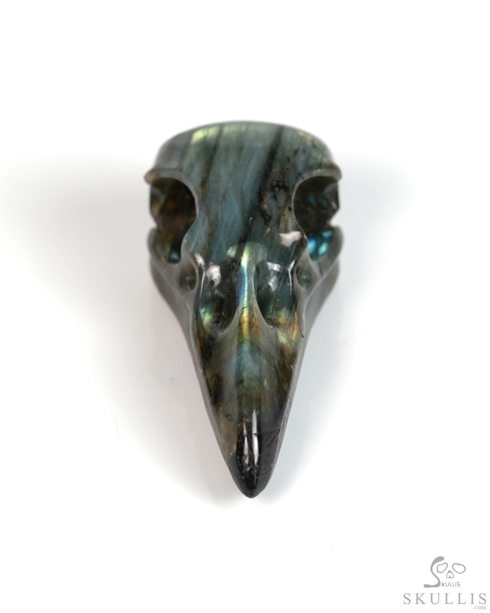 Night Pathfinder - 2.2" Labradorite Hand Carved Crystal Raven Skull Pendant, Crystal Healing Skull Jewelry, for Women & Men Night Pathfinder - 2.2" Labradorite Hand Carved Crystal Raven Skull Pendant, Crystal Healing Skull Jewelry, for Women & Men