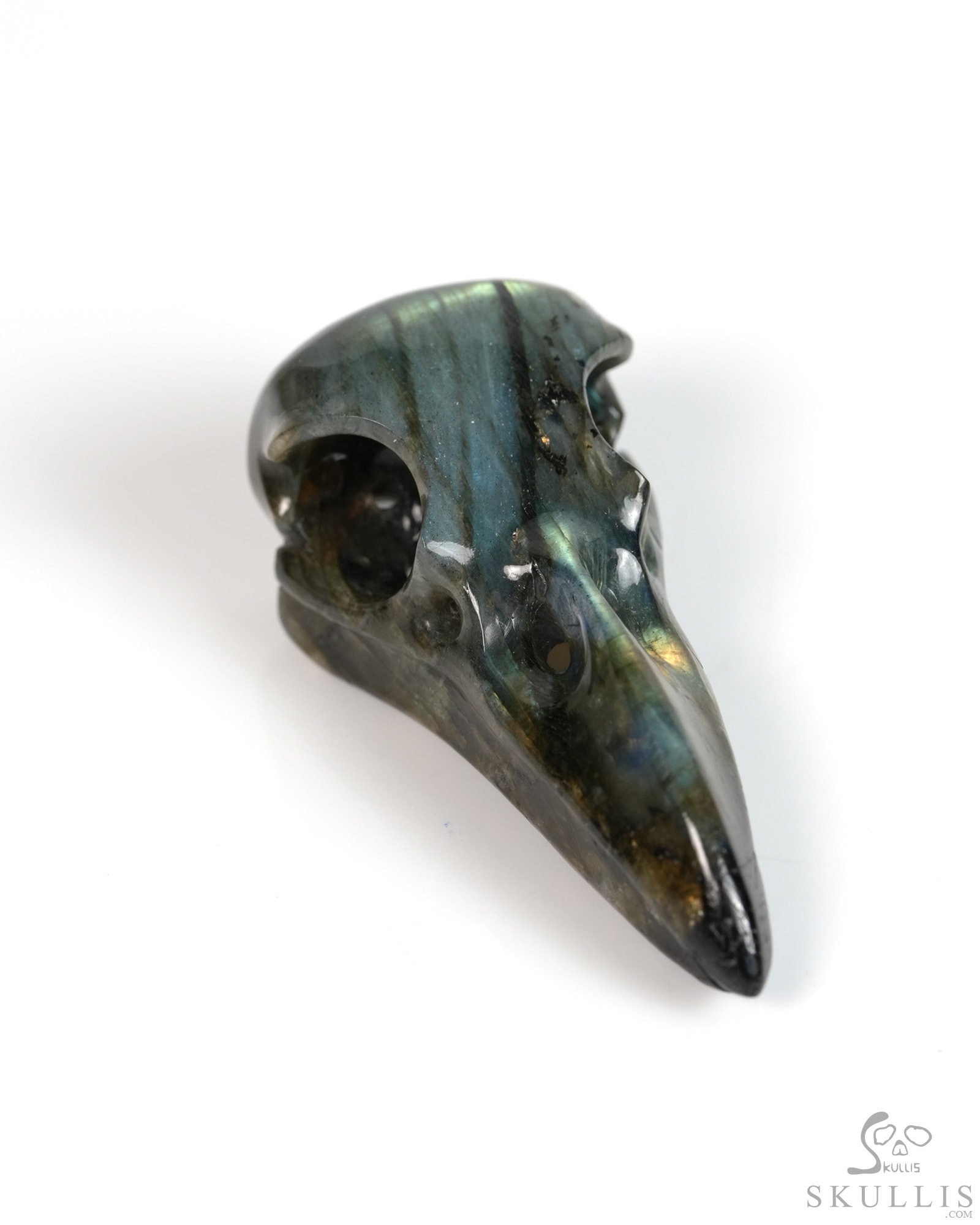 Night Pathfinder - 2.2" Labradorite Hand Carved Crystal Raven Skull Pendant, Crystal Healing Skull Jewelry, for Women & Men Night Pathfinder - 2.2" Labradorite Hand Carved Crystal Raven Skull Pendant, Crystal Healing Skull Jewelry, for Women & Men