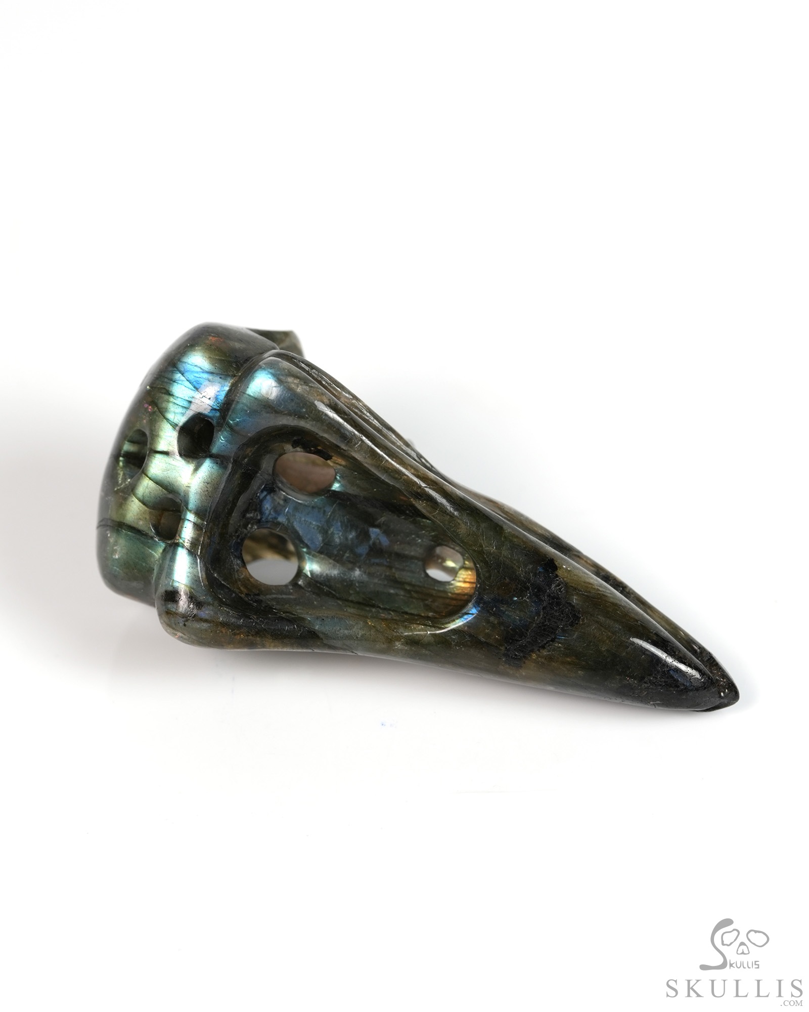 Night Pathfinder - 2.2" Labradorite Hand Carved Crystal Raven Skull Pendant, Crystal Healing Skull Jewelry, for Women & Men Night Pathfinder - 2.2" Labradorite Hand Carved Crystal Raven Skull Pendant, Crystal Healing Skull Jewelry, for Women & Men