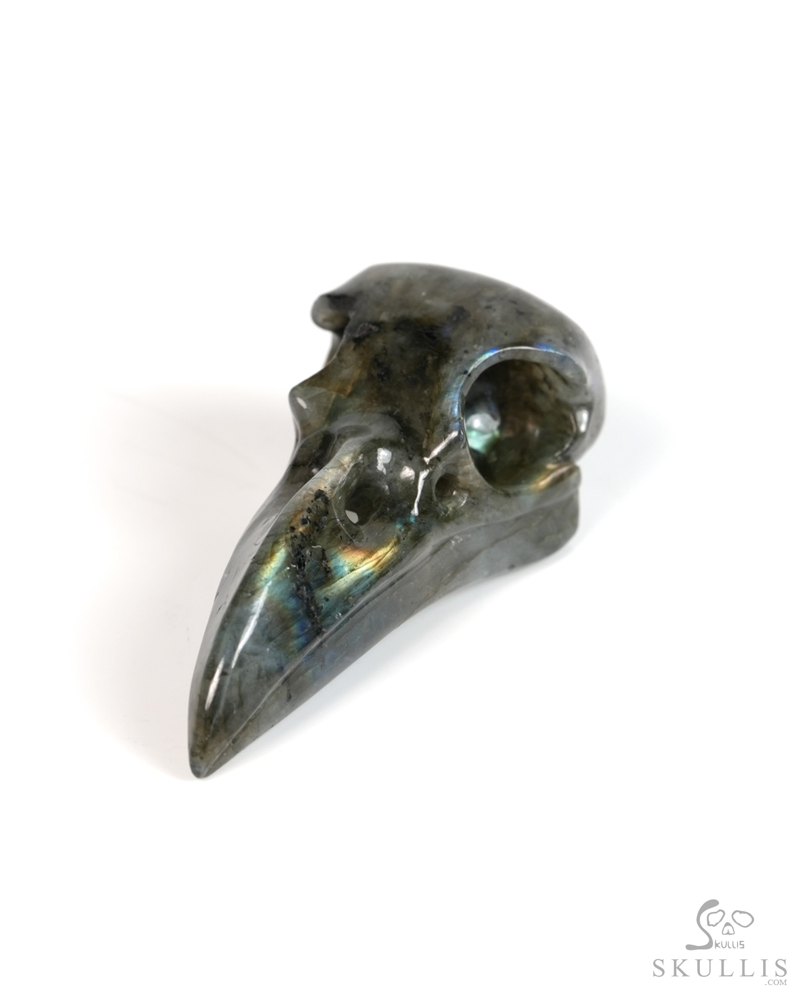 Night Pathfinder - 2.2" Labradorite Hand Carved Crystal Raven Skull Pendant, Crystal Healing Skull Jewelry, for Women & Men Night Pathfinder - 2.2" Labradorite Hand Carved Crystal Raven Skull Pendant, Crystal Healing Skull Jewelry, for Women & Men