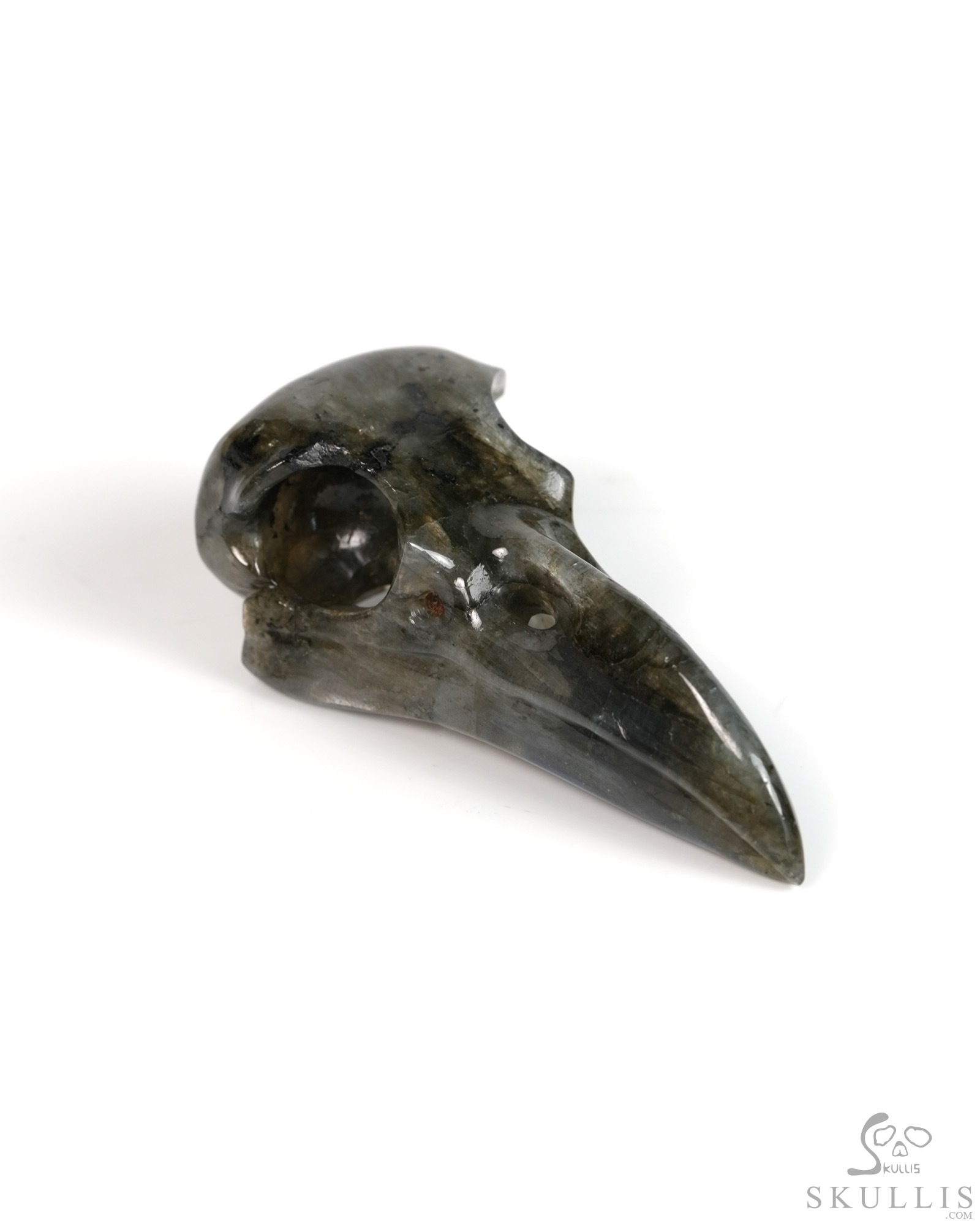 Night Pathfinder - 2.2" Labradorite Hand Carved Crystal Raven Skull Pendant, Crystal Healing Skull Jewelry, for Women & Men Night Pathfinder - 2.2" Labradorite Hand Carved Crystal Raven Skull Pendant, Crystal Healing Skull Jewelry, for Women & Men