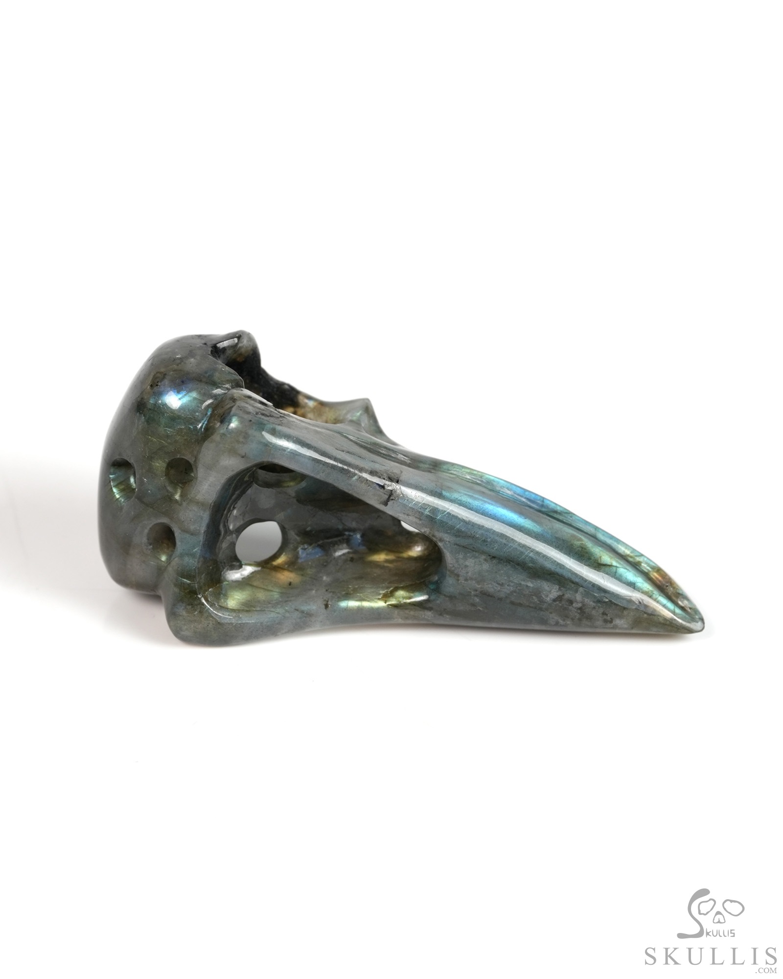 Night Pathfinder - 2.2" Labradorite Hand Carved Crystal Raven Skull Pendant, Crystal Healing Skull Jewelry, for Women & Men Night Pathfinder - 2.2" Labradorite Hand Carved Crystal Raven Skull Pendant, Crystal Healing Skull Jewelry, for Women & Men