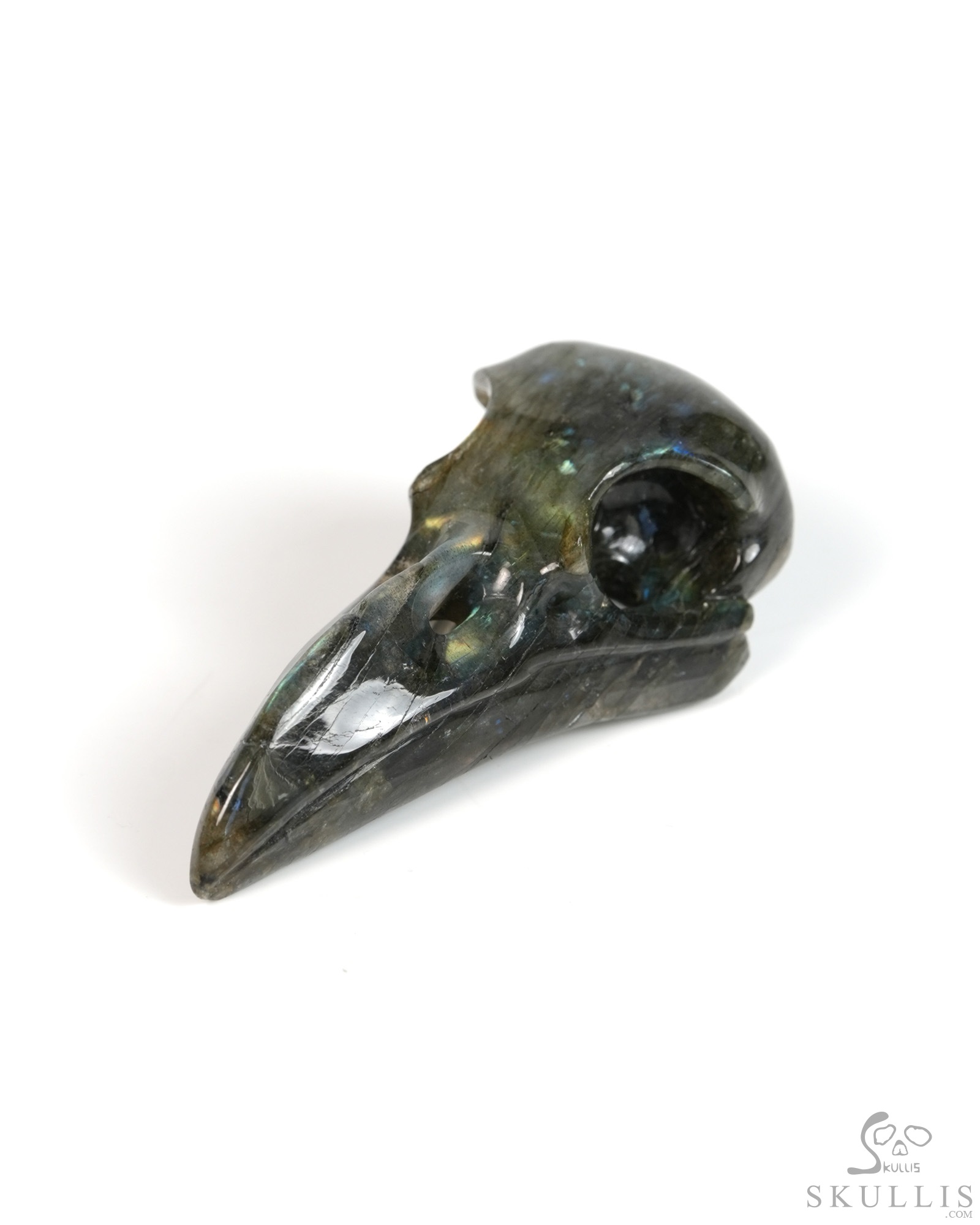 Night Pathfinder - 2.2" Labradorite Hand Carved Crystal Raven Skull Pendant, Crystal Healing Skull Jewelry, for Women & Men Night Pathfinder - 2.2" Labradorite Hand Carved Crystal Raven Skull Pendant, Crystal Healing Skull Jewelry, for Women & Men