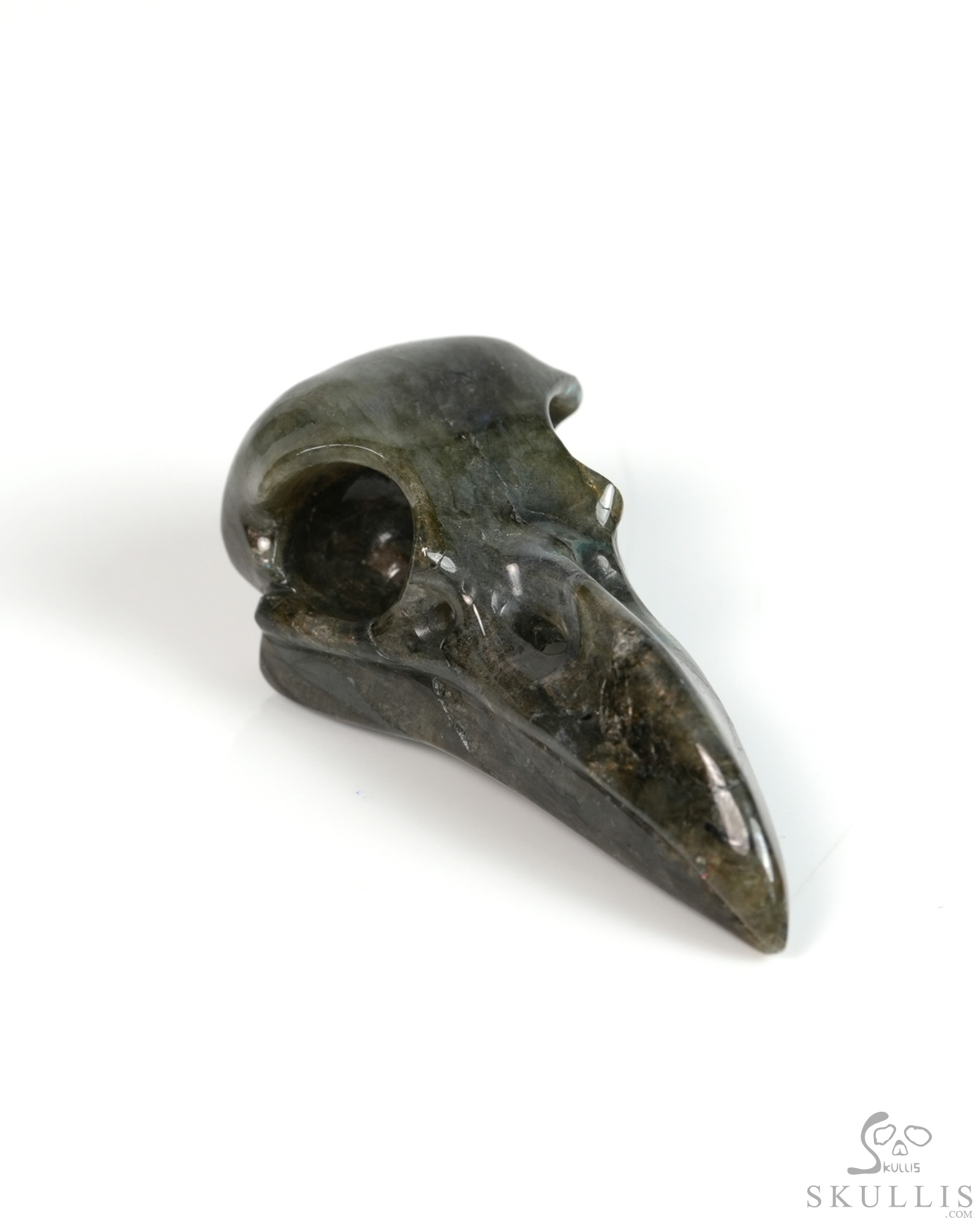 Night Pathfinder - 2.2" Labradorite Hand Carved Crystal Raven Skull Pendant, Crystal Healing Skull Jewelry, for Women & Men Night Pathfinder - 2.2" Labradorite Hand Carved Crystal Raven Skull Pendant, Crystal Healing Skull Jewelry, for Women & Men
