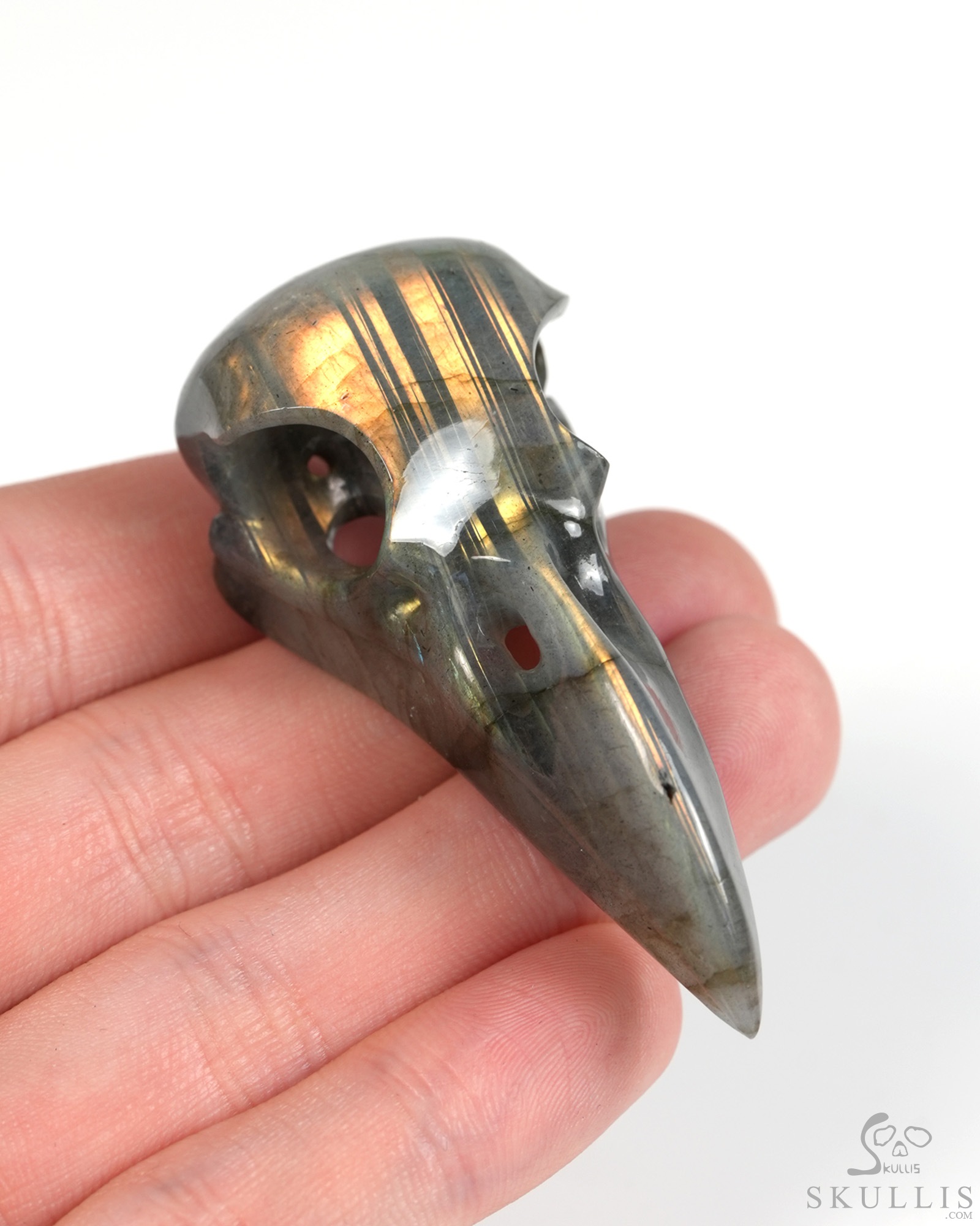 Night Pathfinder - 2.2" Labradorite Hand Carved Crystal Raven Skull Pendant, Crystal Healing Skull Jewelry, for Women & Men Night Pathfinder - 2.2" Labradorite Hand Carved Crystal Raven Skull Pendant, Crystal Healing Skull Jewelry, for Women & Men