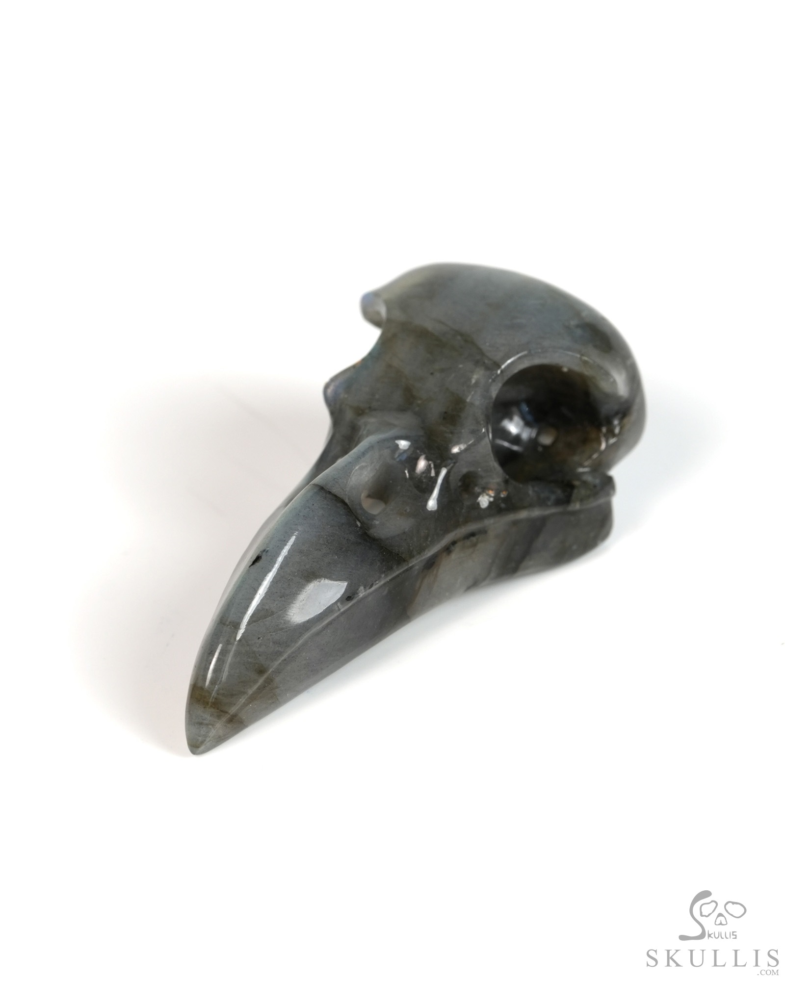 Night Pathfinder - 2.2" Labradorite Hand Carved Crystal Raven Skull Pendant, Crystal Healing Skull Jewelry, for Women & Men Night Pathfinder - 2.2" Labradorite Hand Carved Crystal Raven Skull Pendant, Crystal Healing Skull Jewelry, for Women & Men