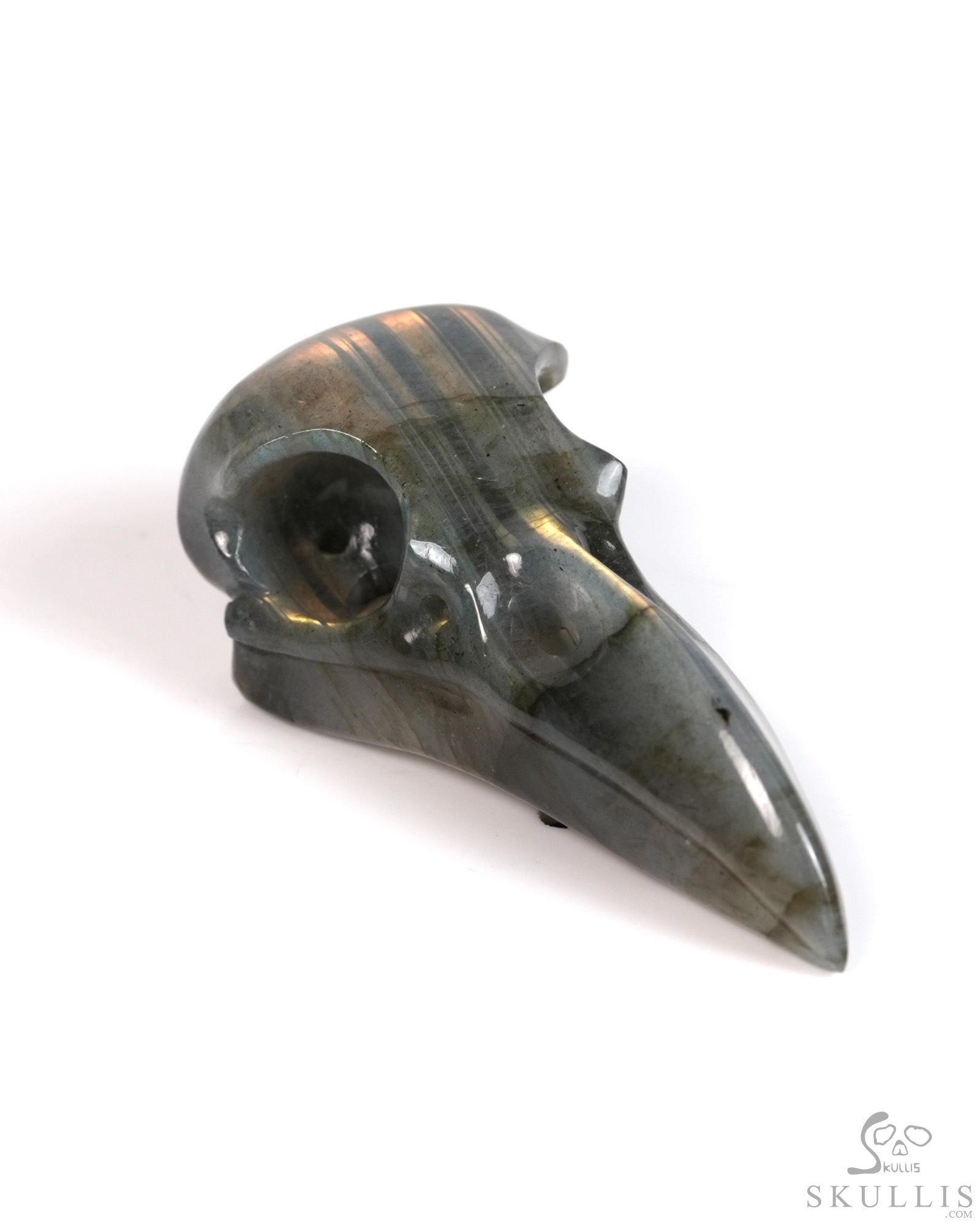 Night Pathfinder - 2.2" Labradorite Hand Carved Crystal Raven Skull Pendant, Crystal Healing Skull Jewelry, for Women & Men Night Pathfinder - 2.2" Labradorite Hand Carved Crystal Raven Skull Pendant, Crystal Healing Skull Jewelry, for Women & Men