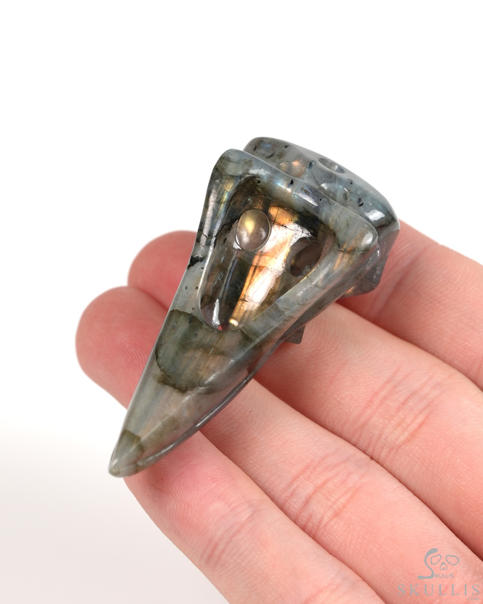 Night Pathfinder - 2.2" Labradorite Hand Carved Crystal Raven Skull Pendant, Crystal Healing Skull Jewelry, for Women & Men Night Pathfinder - 2.2" Labradorite Hand Carved Crystal Raven Skull Pendant, Crystal Healing Skull Jewelry, for Women & Men
