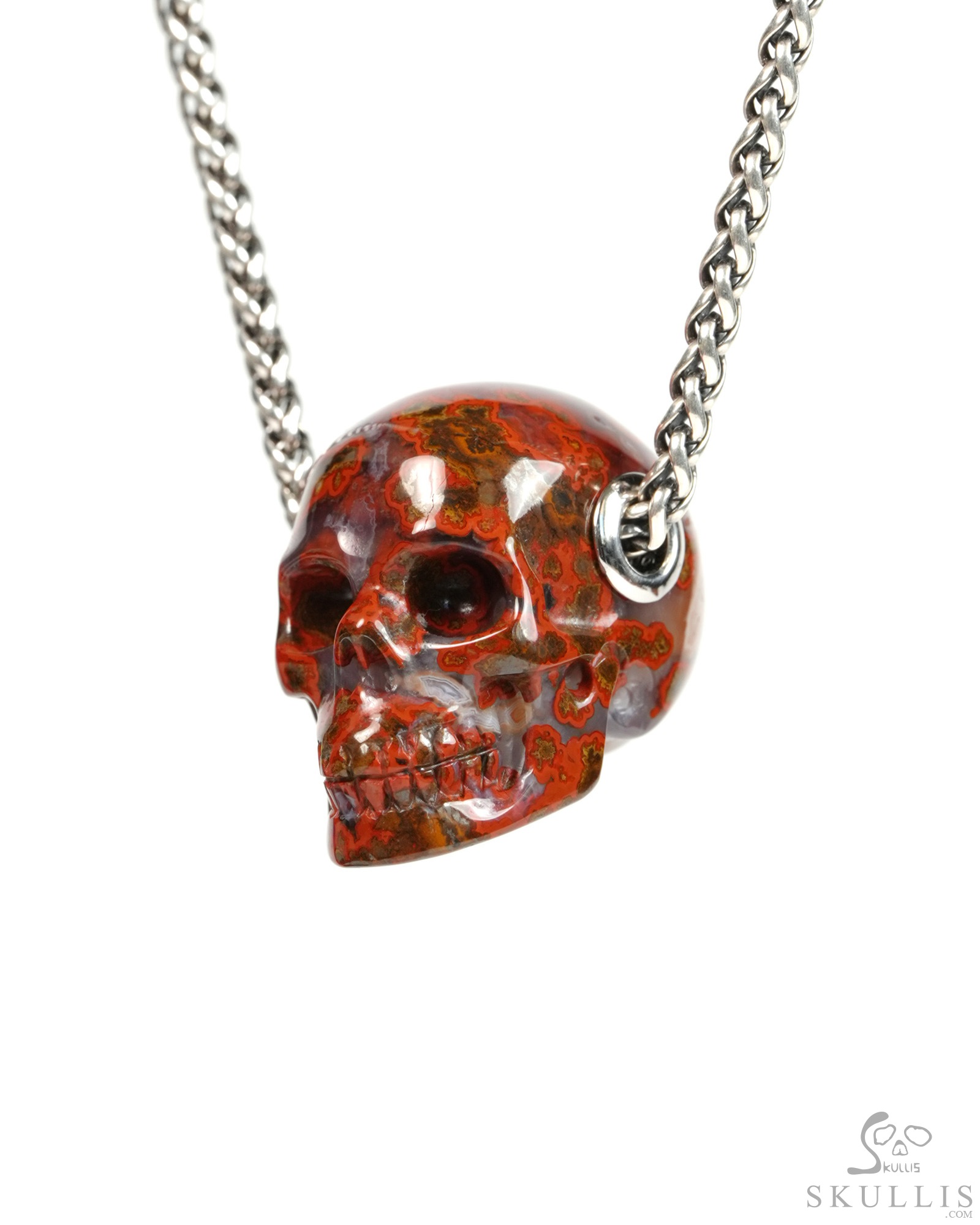 Skullis Signature 1.2" Red Desert Agate Hand Carved Crystal Skull Pendant, Crystal Healing Skull Jewelry, for Women & Men Skullis Signature 1.2" Red Desert Agate Hand Carved Crystal Skull Pendant, Crystal Healing Skull Jewelry, for Women & Men