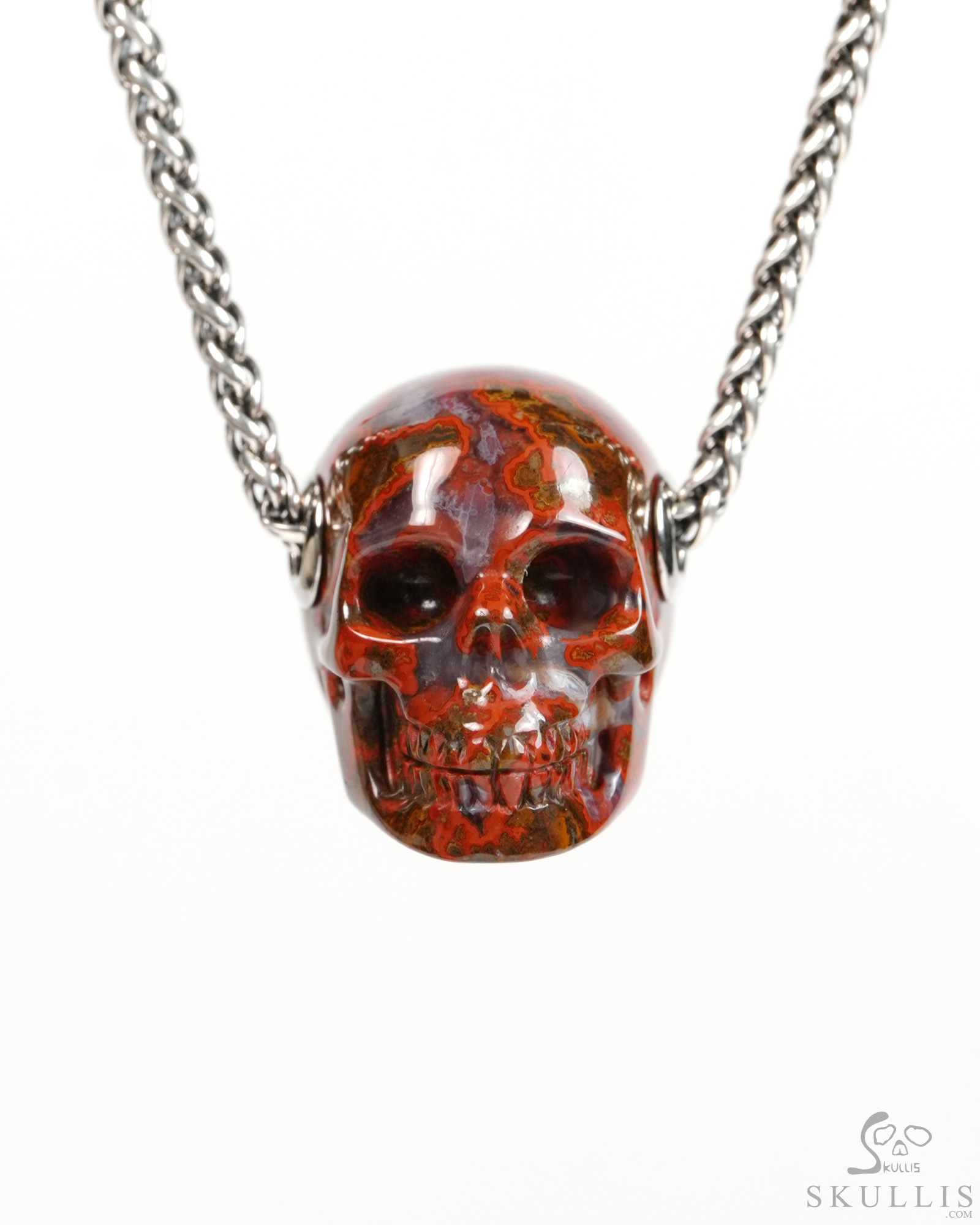 Skullis Signature 1.2" Red Desert Agate Hand Carved Crystal Skull Pendant, Crystal Healing Skull Jewelry, for Women & Men Skullis Signature 1.2" Red Desert Agate Hand Carved Crystal Skull Pendant, Crystal Healing Skull Jewelry, for Women & Men