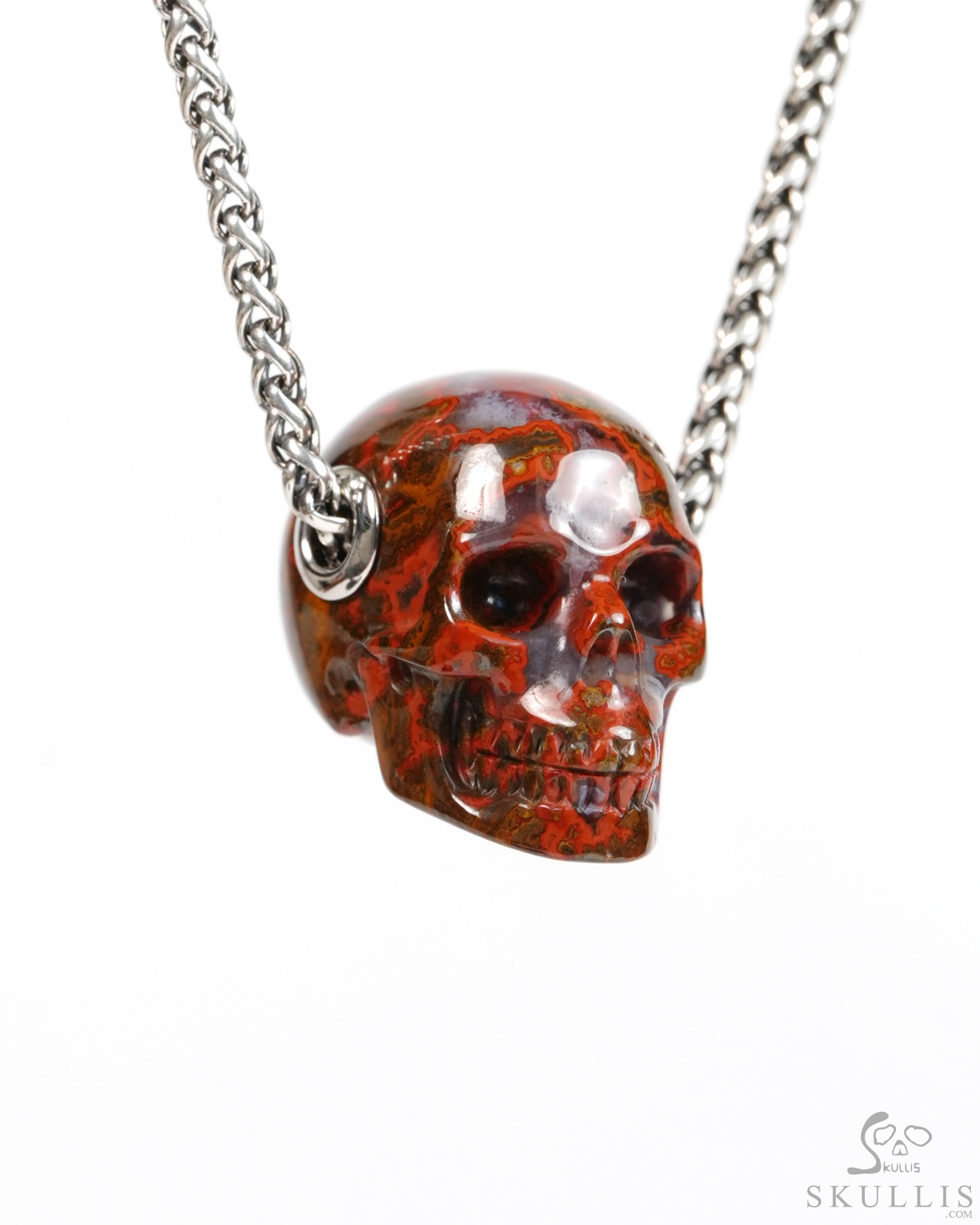 Skullis Signature 1.2" Red Desert Agate Hand Carved Crystal Skull Pendant, Crystal Healing Skull Jewelry, for Women & Men Skullis Signature 1.2" Red Desert Agate Hand Carved Crystal Skull Pendant, Crystal Healing Skull Jewelry, for Women & Men