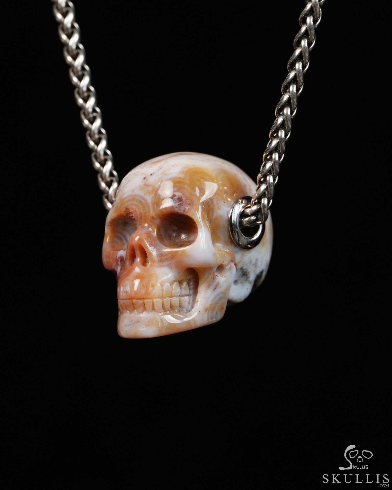 Skullis Signature 1.2" Ocean Jasper Hand Carved Crystal Skull Pendant, Crystal Healing Skull Jewelry, for Women & Men Skullis Signature 1.2" Ocean Jasper Hand Carved Crystal Skull Pendant, Crystal Healing Skull Jewelry, for Women & Men