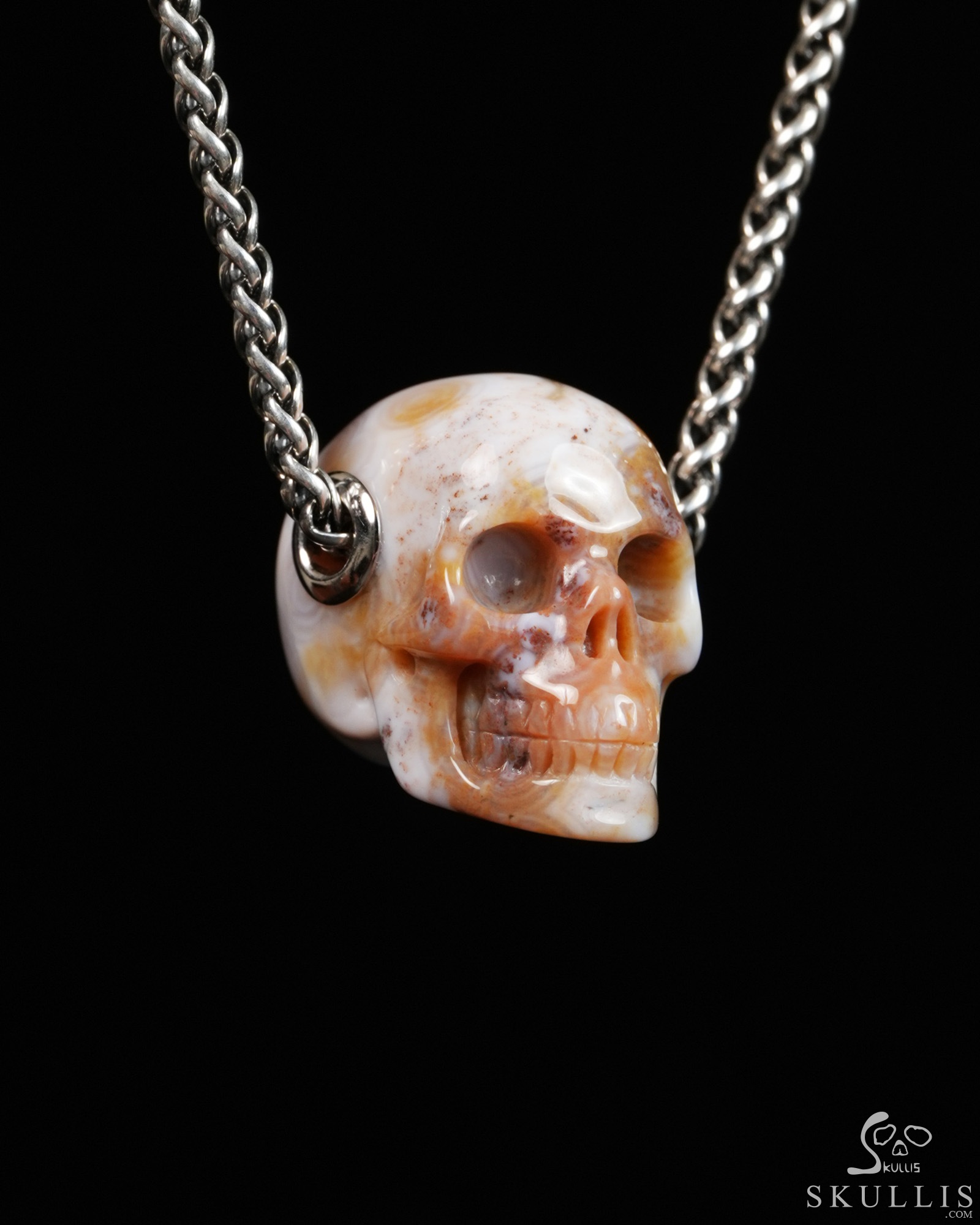 Skullis Signature 1.2" Ocean Jasper Hand Carved Crystal Skull Pendant, Crystal Healing Skull Jewelry, for Women & Men Skullis Signature 1.2" Ocean Jasper Hand Carved Crystal Skull Pendant, Crystal Healing Skull Jewelry, for Women & Men