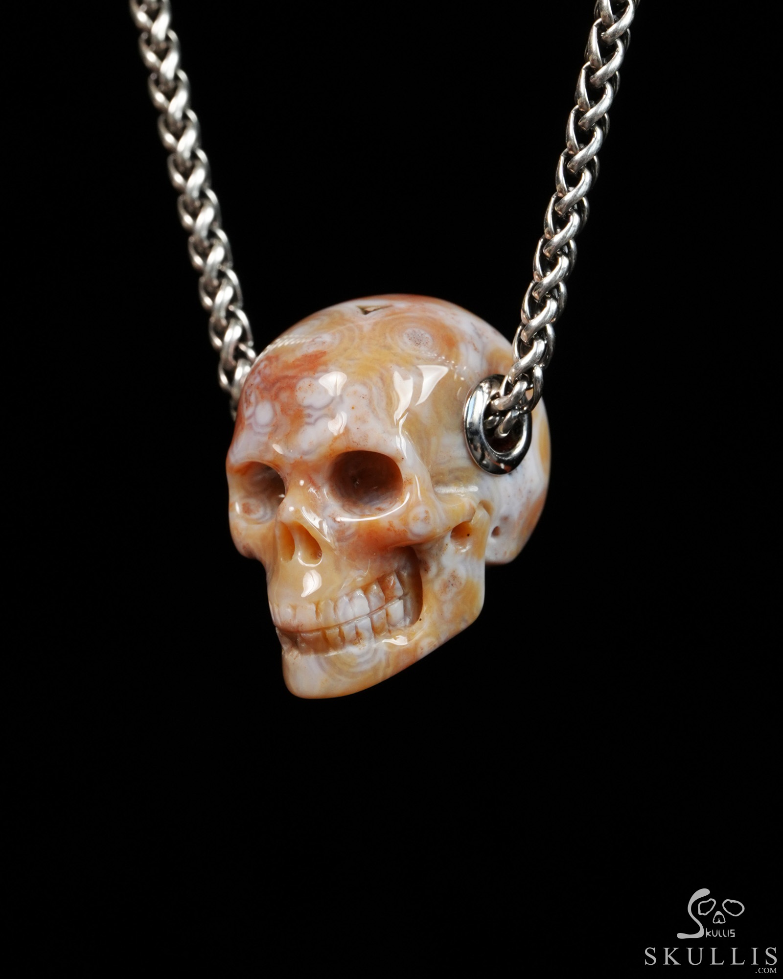 Skullis Signature 1.2" Ocean Jasper Hand Carved Crystal Skull Pendant, Crystal Healing Skull Jewelry, for Women & Men Skullis Signature 1.2" Ocean Jasper Hand Carved Crystal Skull Pendant, Crystal Healing Skull Jewelry, for Women & Men