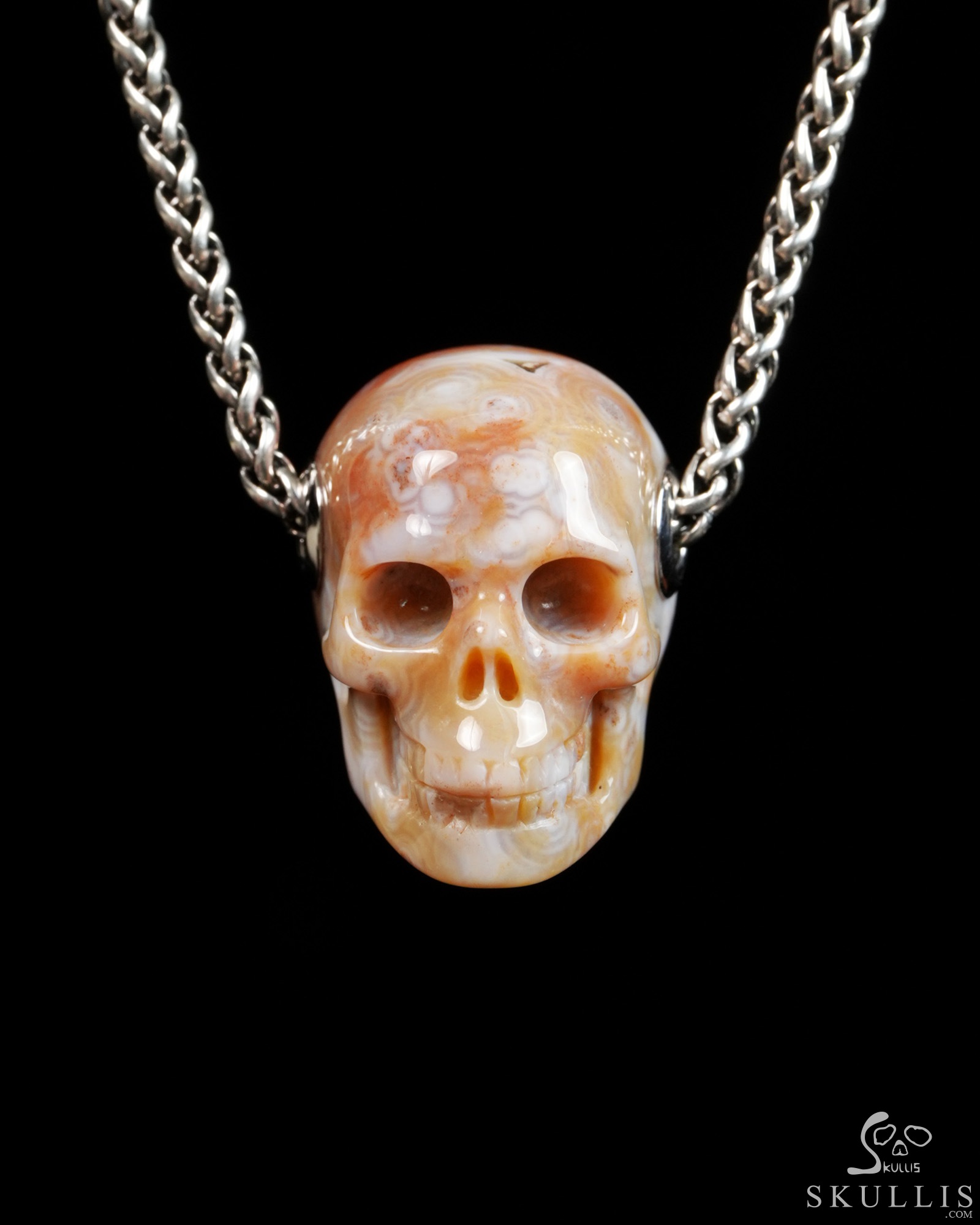 Skullis Signature 1.2" Ocean Jasper Hand Carved Crystal Skull Pendant, Crystal Healing Skull Jewelry, for Women & Men Skullis Signature 1.2" Ocean Jasper Hand Carved Crystal Skull Pendant, Crystal Healing Skull Jewelry, for Women & Men