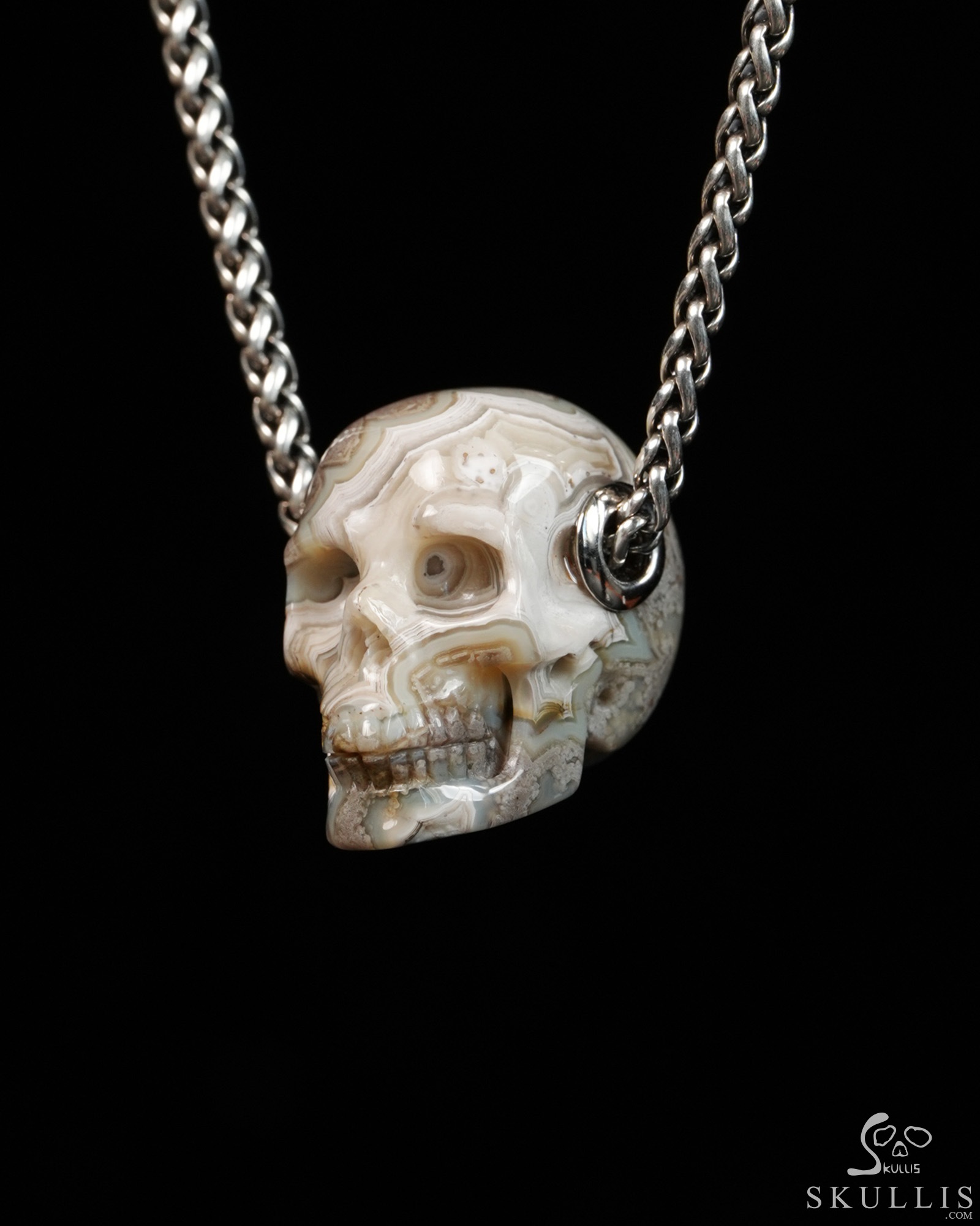 Skullis Signature 1.2" Red Crazy Lace Agate Hand Carved Crystal Skull Pendant, Crystal Healing Skull Jewelry, for Women & Men Skullis Signature 1.2" Red Crazy Lace Agate Hand Carved Crystal Skull Pendant, Crystal Healing Skull Jewelry, for Women & Men